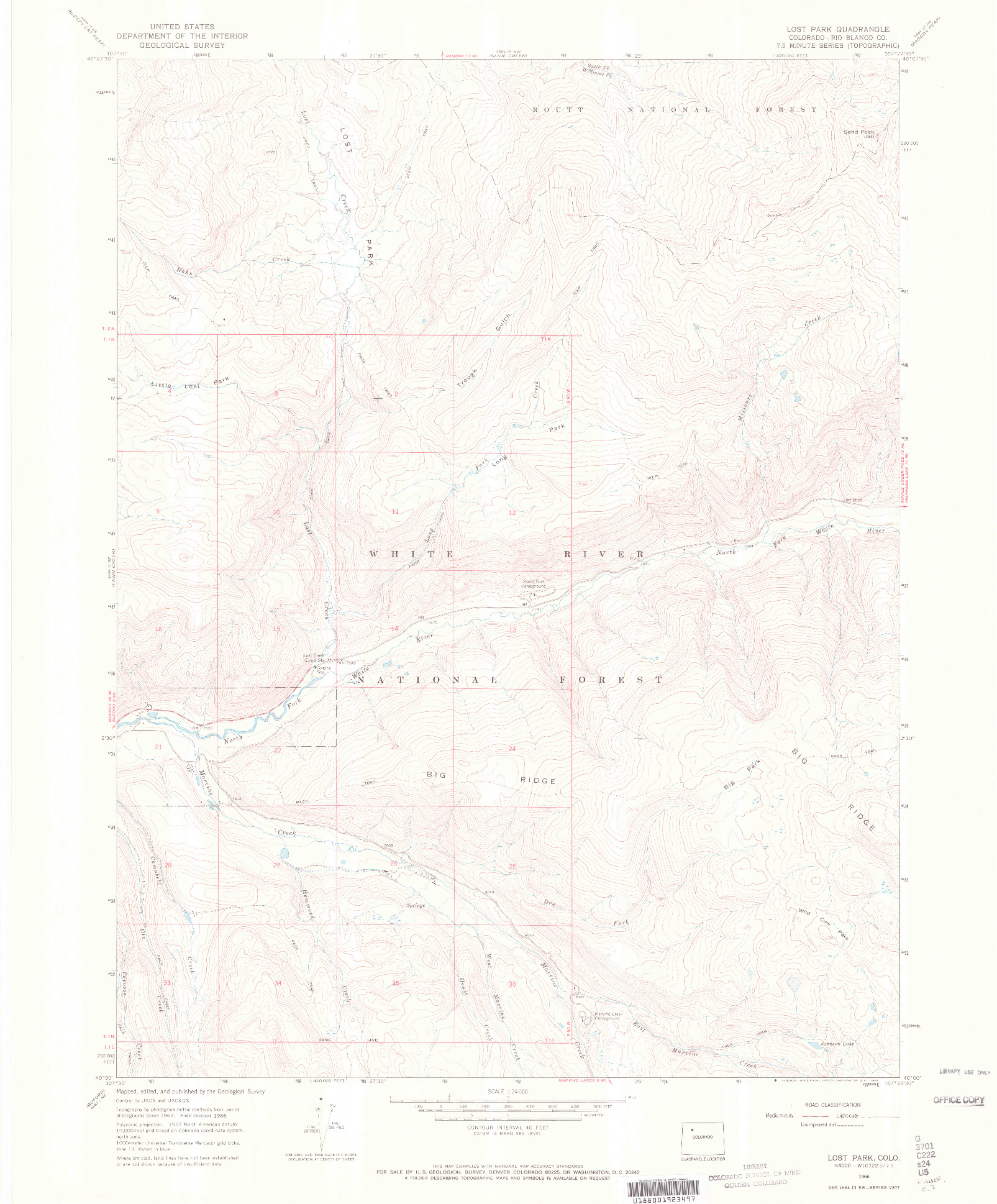 USGS 1:24000-SCALE QUADRANGLE FOR LOST PARK, CO 1966