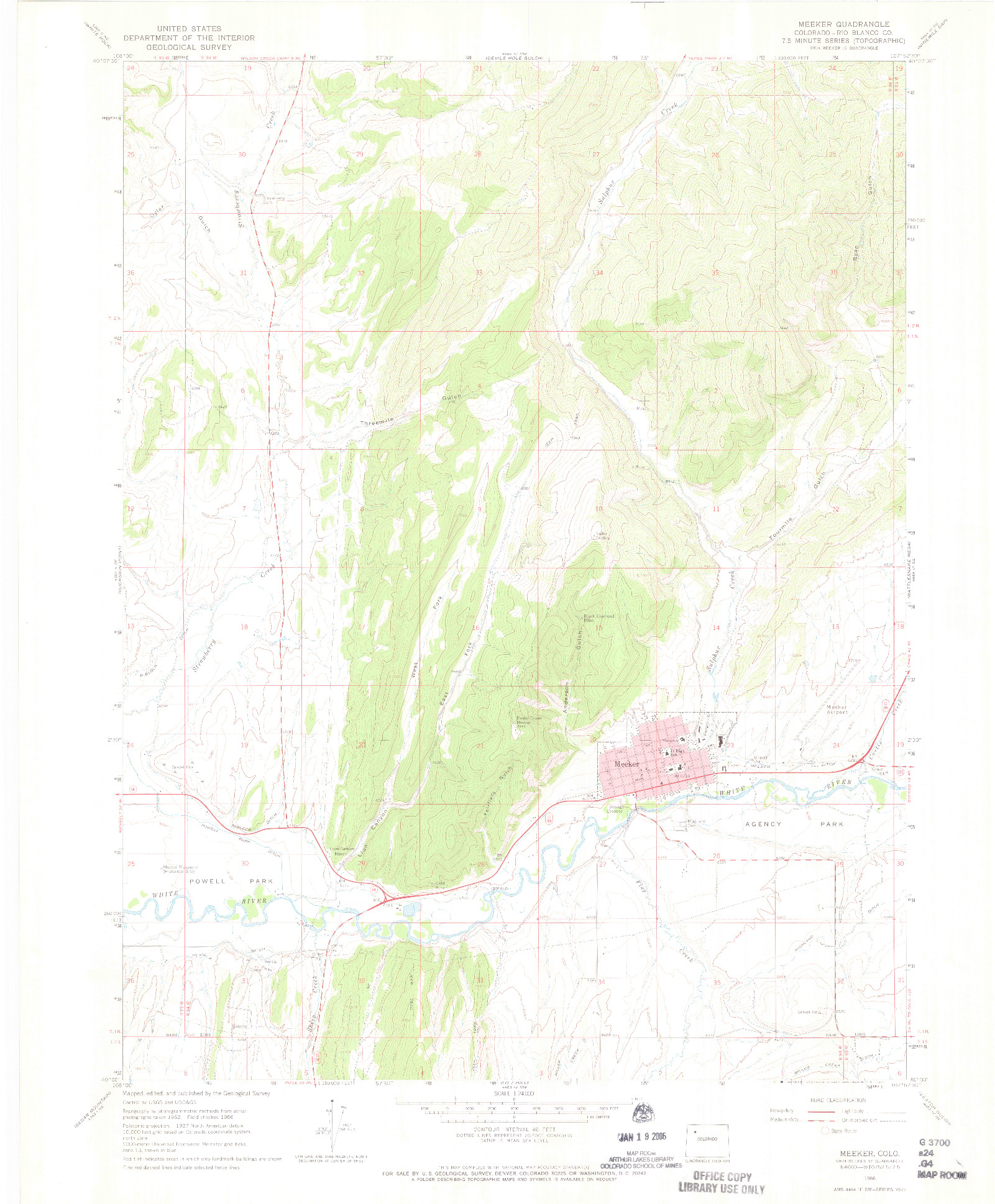 USGS 1:24000-SCALE QUADRANGLE FOR MEEKER, CO 1966