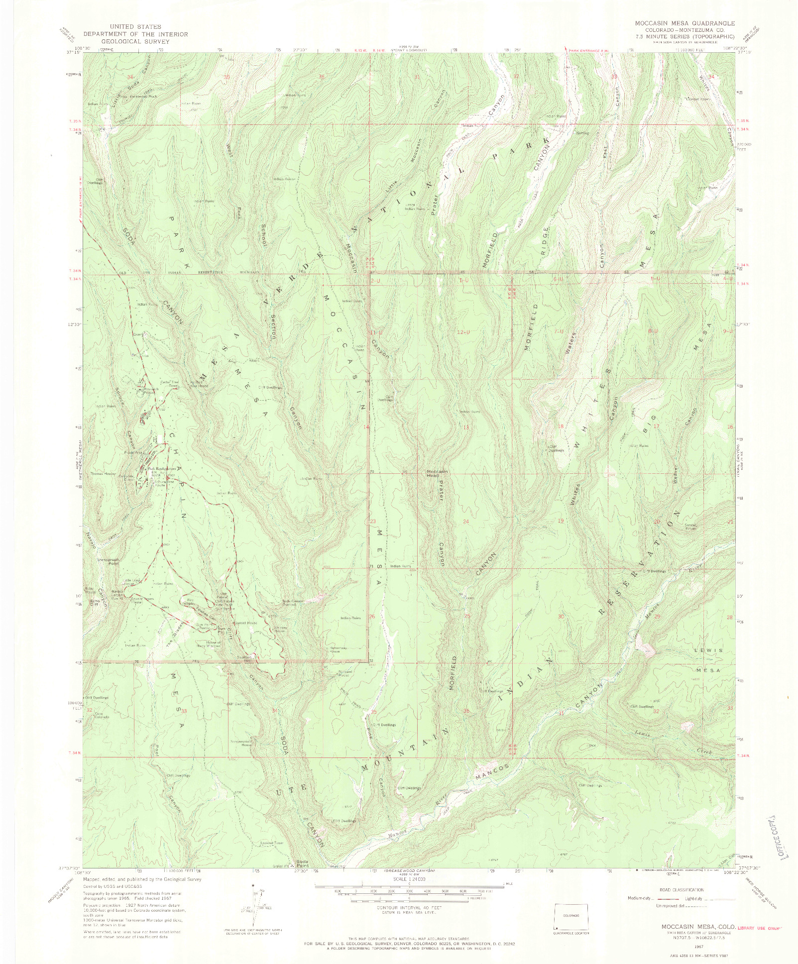USGS 1:24000-SCALE QUADRANGLE FOR MOCCASIN MESA, CO 1967