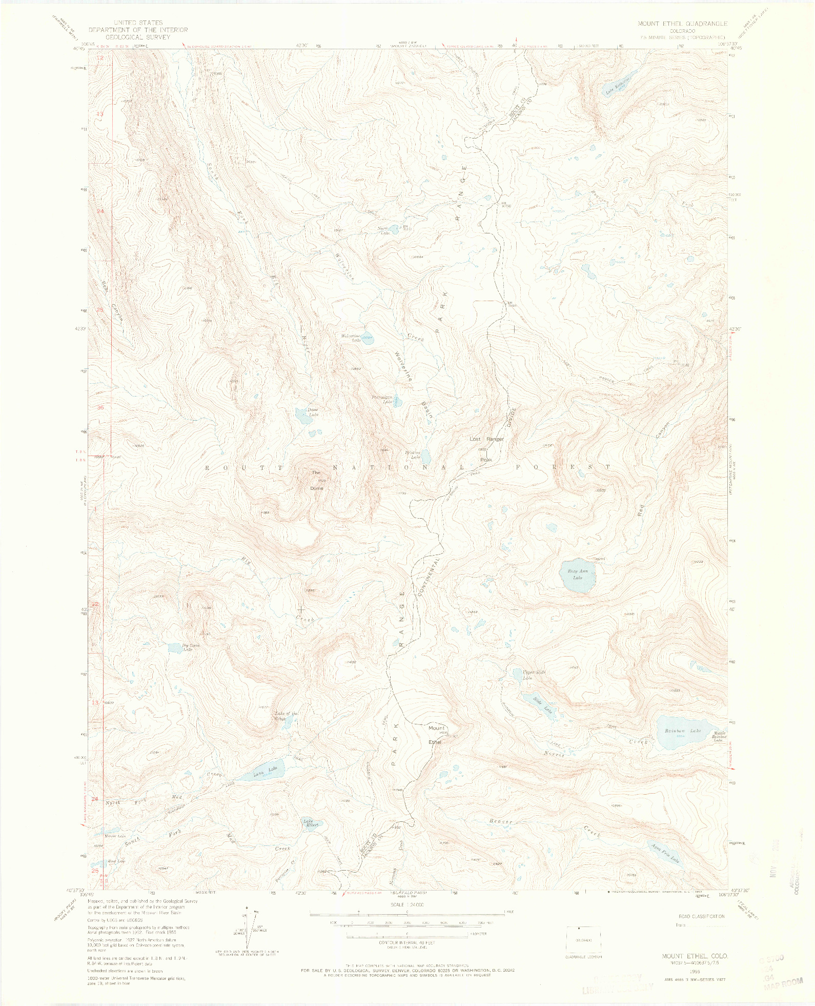 USGS 1:24000-SCALE QUADRANGLE FOR MOUNT ETHEL, CO 1955