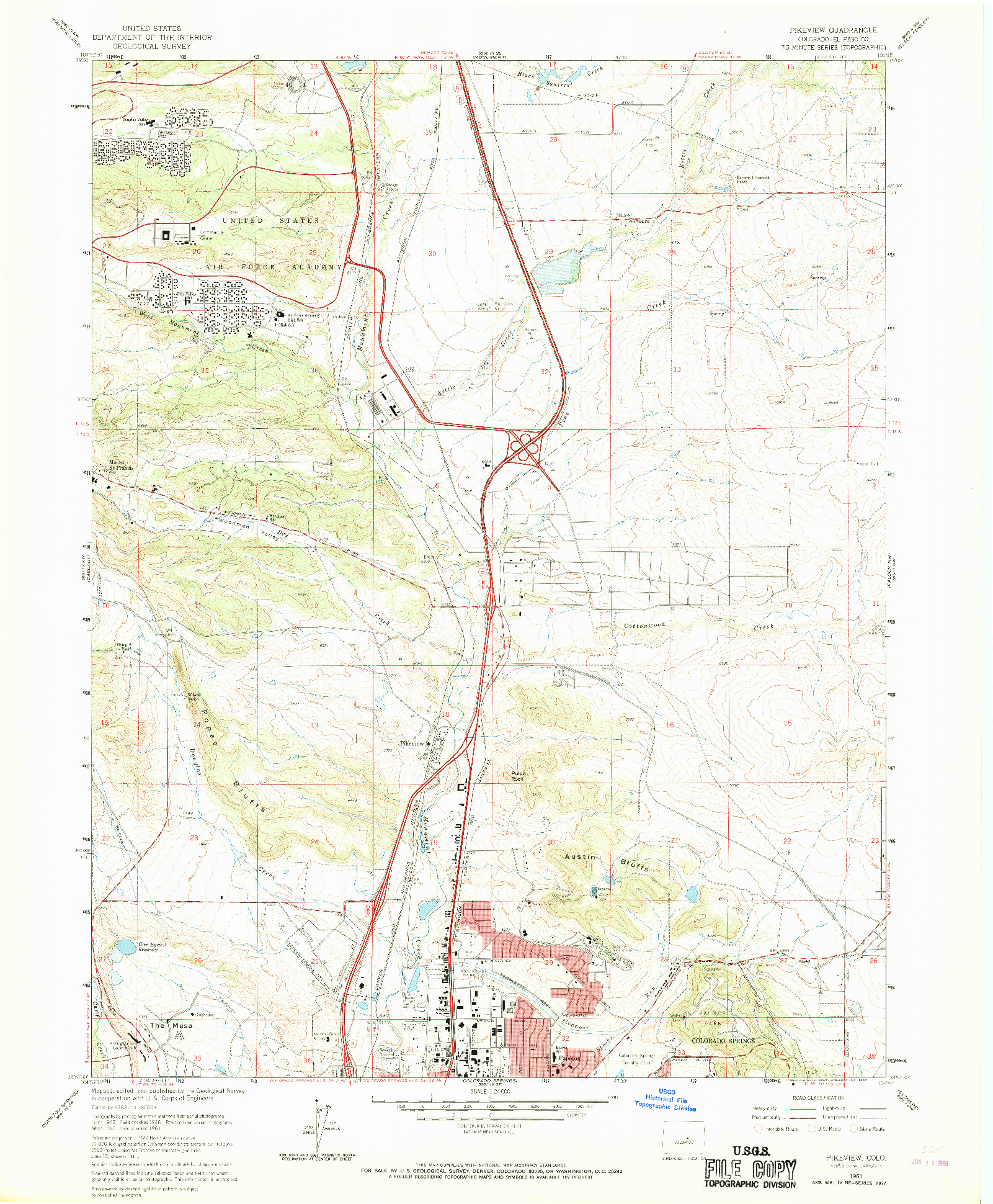 USGS 1:24000-SCALE QUADRANGLE FOR PIKEVIEW, CO 1961