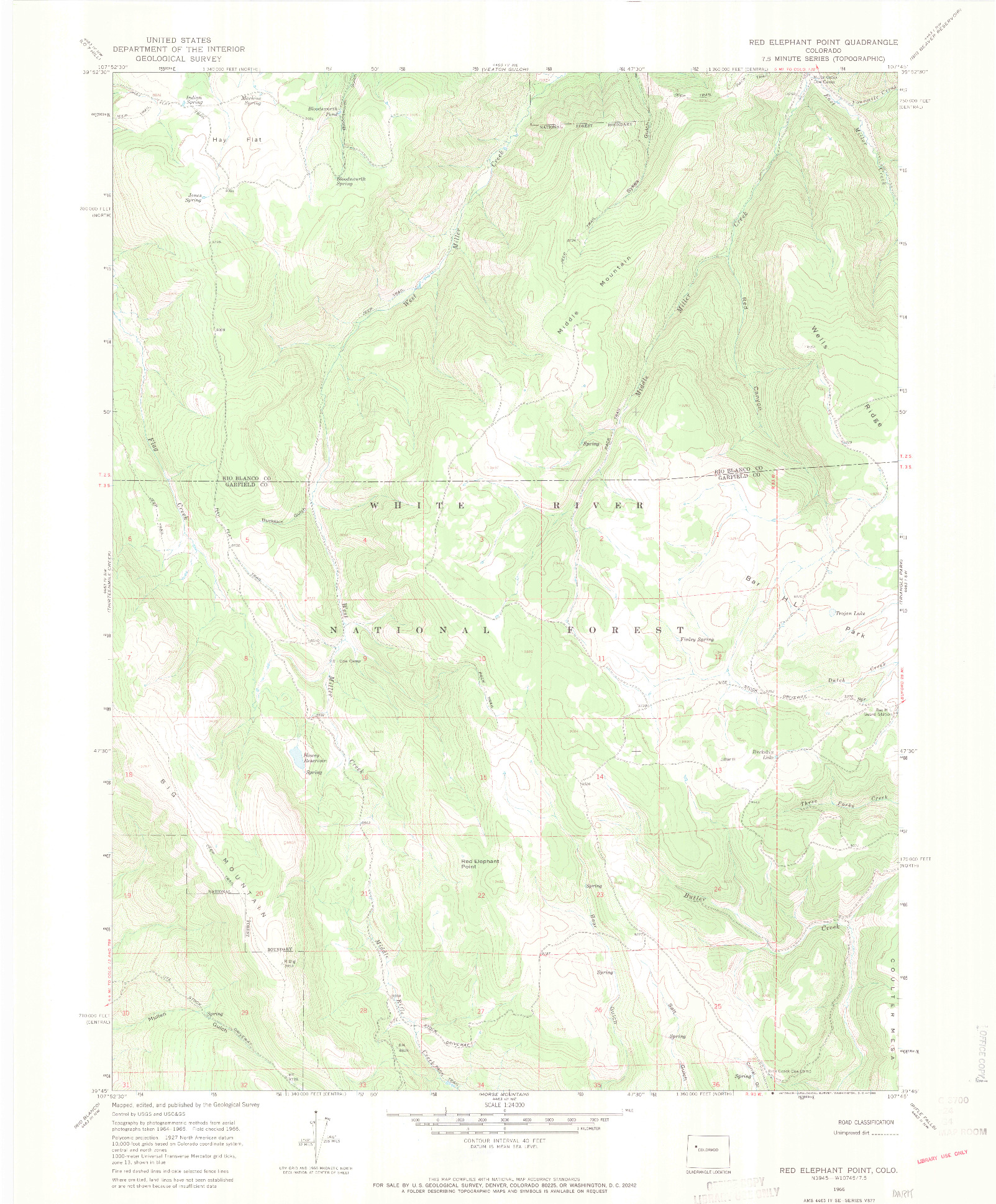 USGS 1:24000-SCALE QUADRANGLE FOR RED ELEPHANT POINT, CO 1966