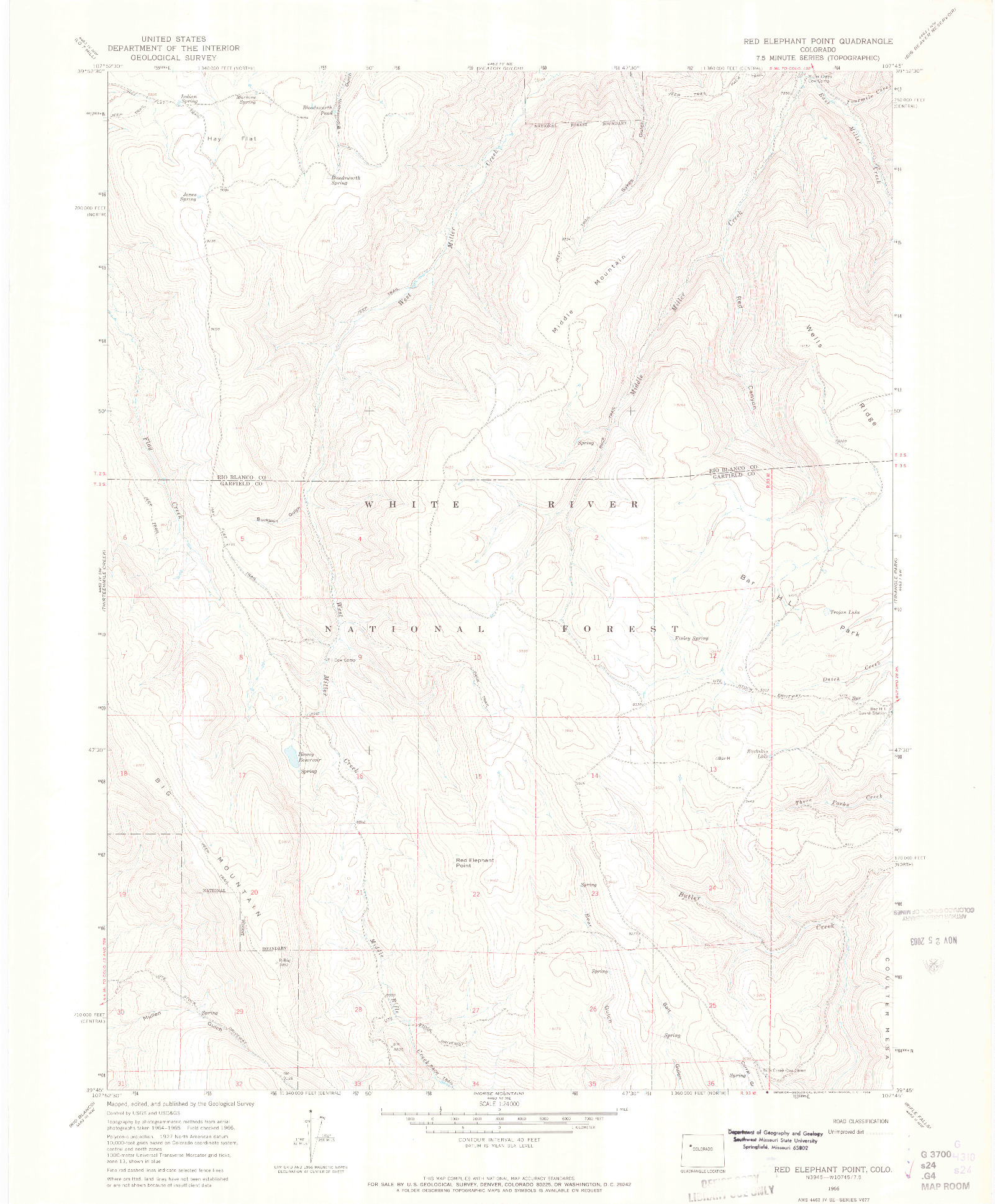 USGS 1:24000-SCALE QUADRANGLE FOR RED ELEPHANT POINT, CO 1966