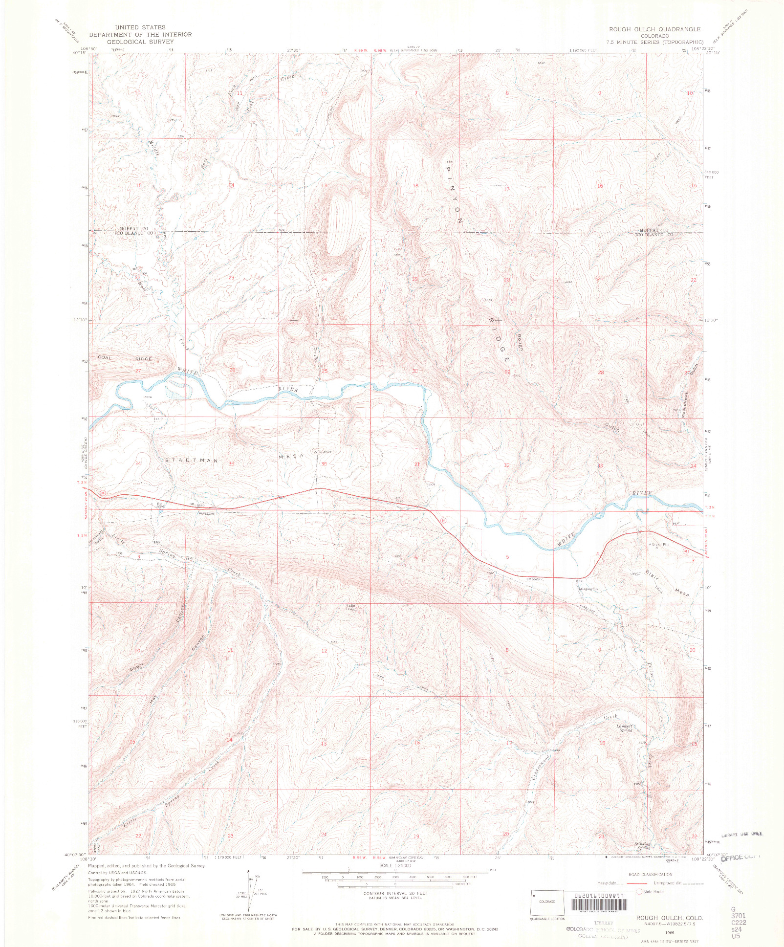 USGS 1:24000-SCALE QUADRANGLE FOR ROUGH GULCH, CO 1966