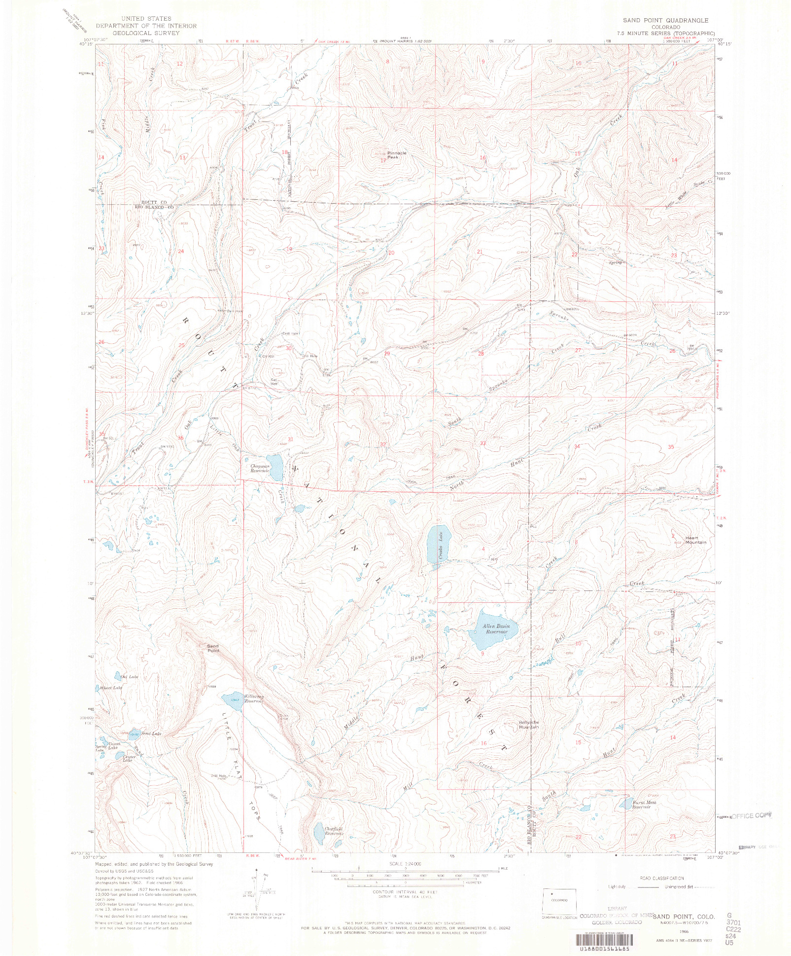 USGS 1:24000-SCALE QUADRANGLE FOR SAND POINT, CO 1966