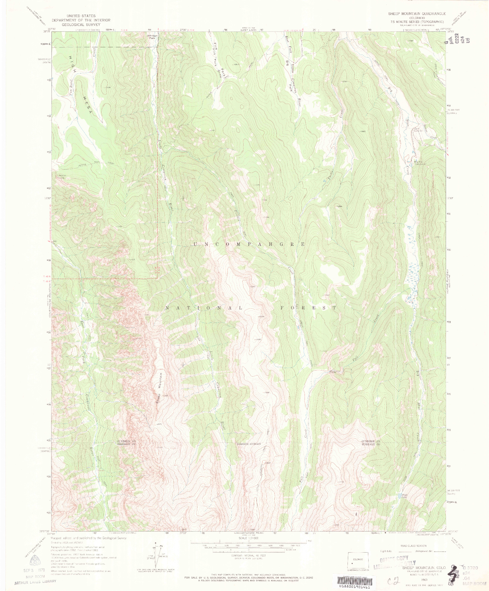 USGS 1:24000-SCALE QUADRANGLE FOR SHEEP MOUNTAIN, CO 1963