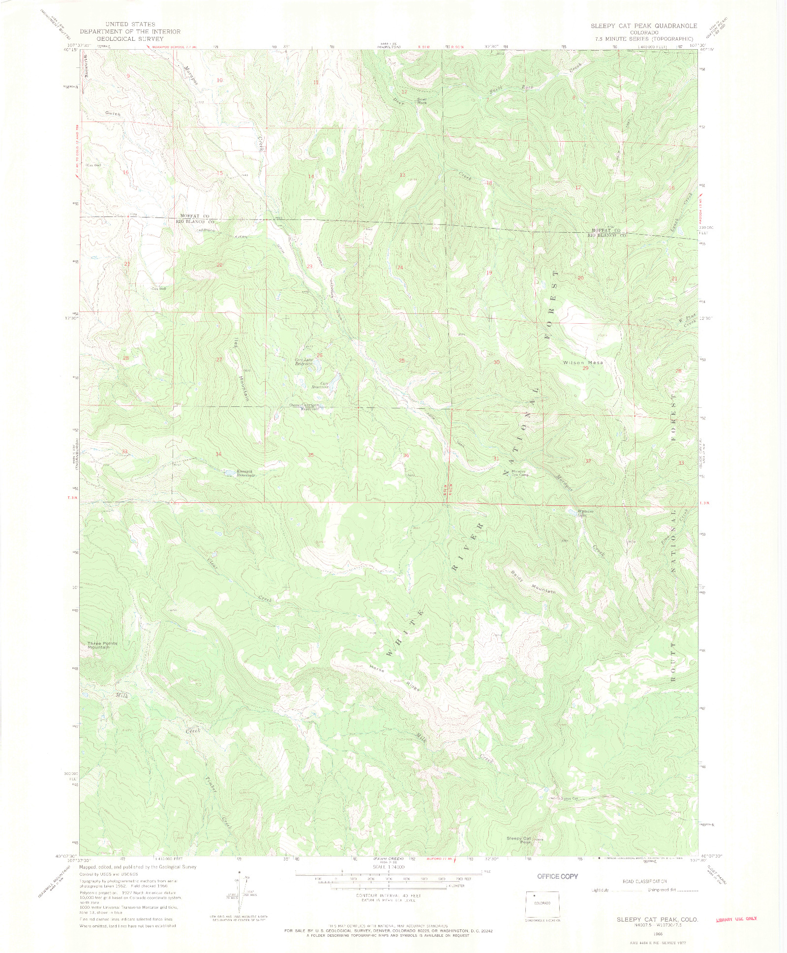 USGS 1:24000-SCALE QUADRANGLE FOR SLEEPY CAT PEAK, CO 1966