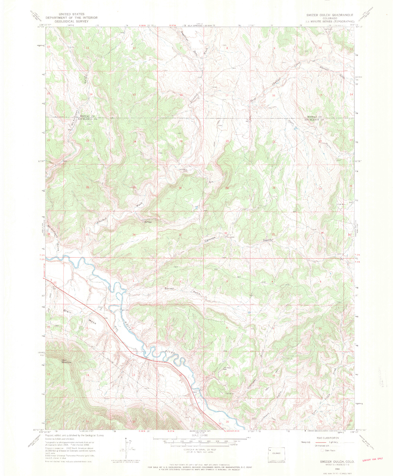USGS 1:24000-SCALE QUADRANGLE FOR SMIZER GULCH, CO 1966