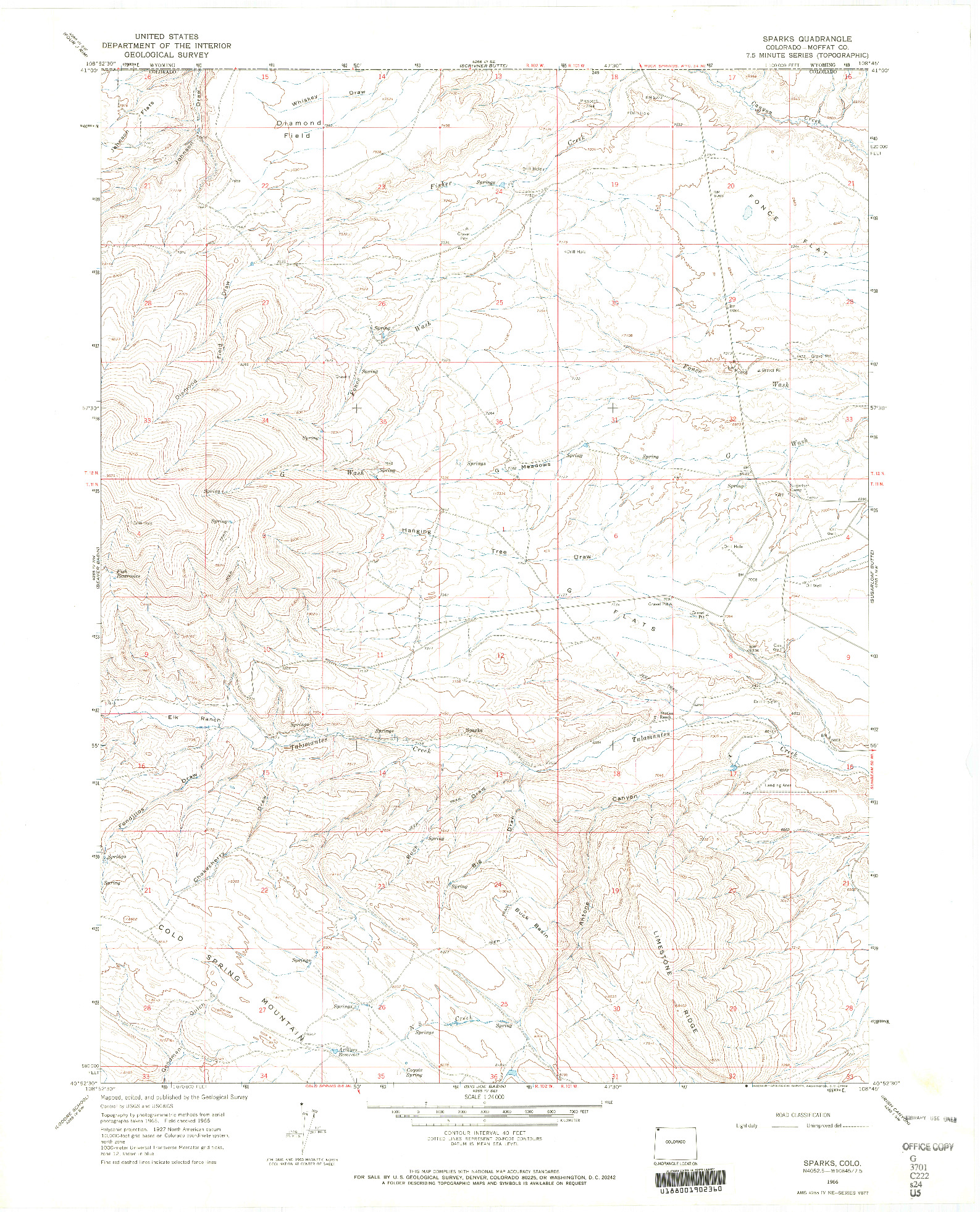 USGS 1:24000-SCALE QUADRANGLE FOR SPARKS, CO 1966