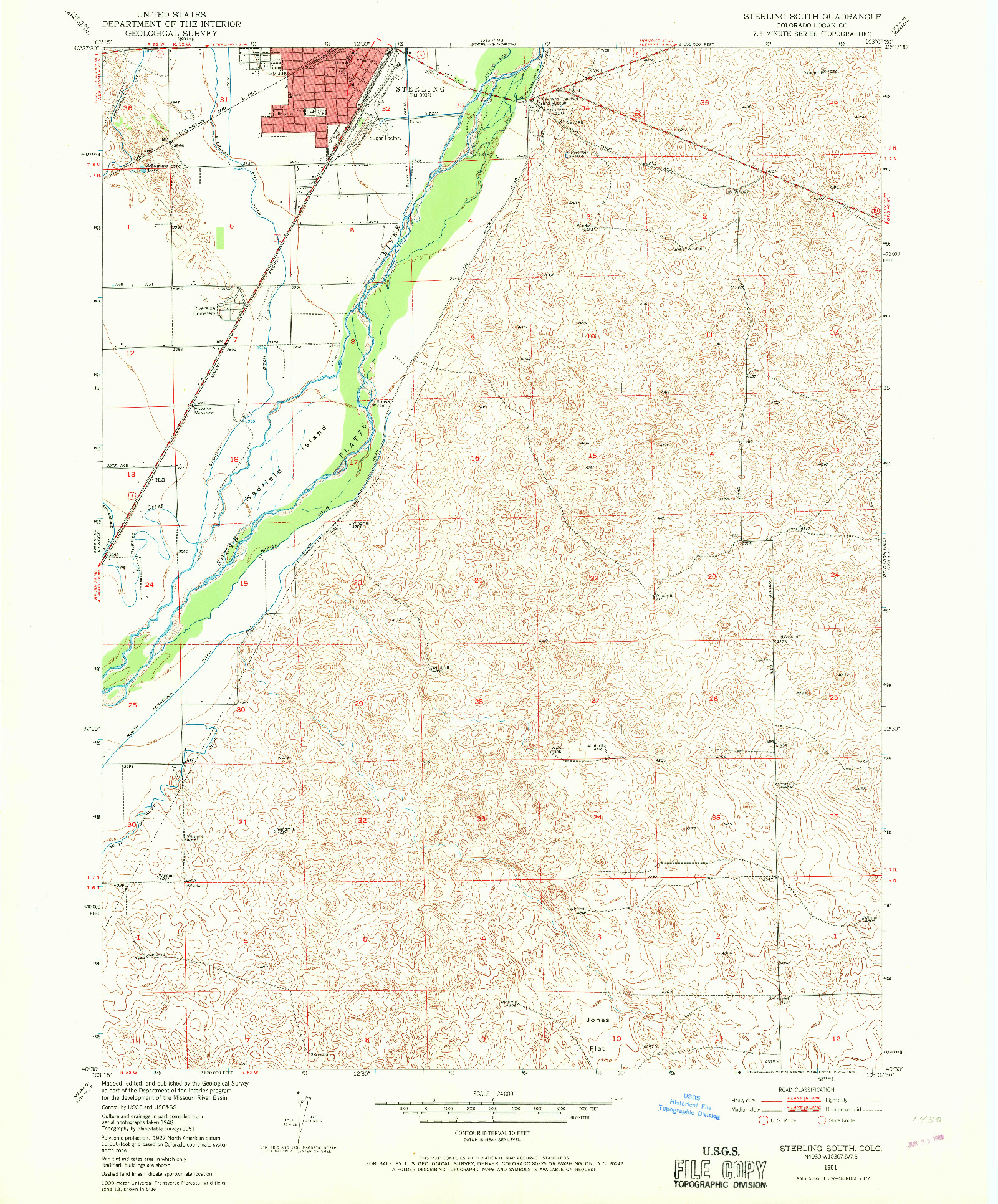 USGS 1:24000-SCALE QUADRANGLE FOR STERLING SOUTH, CO 1951