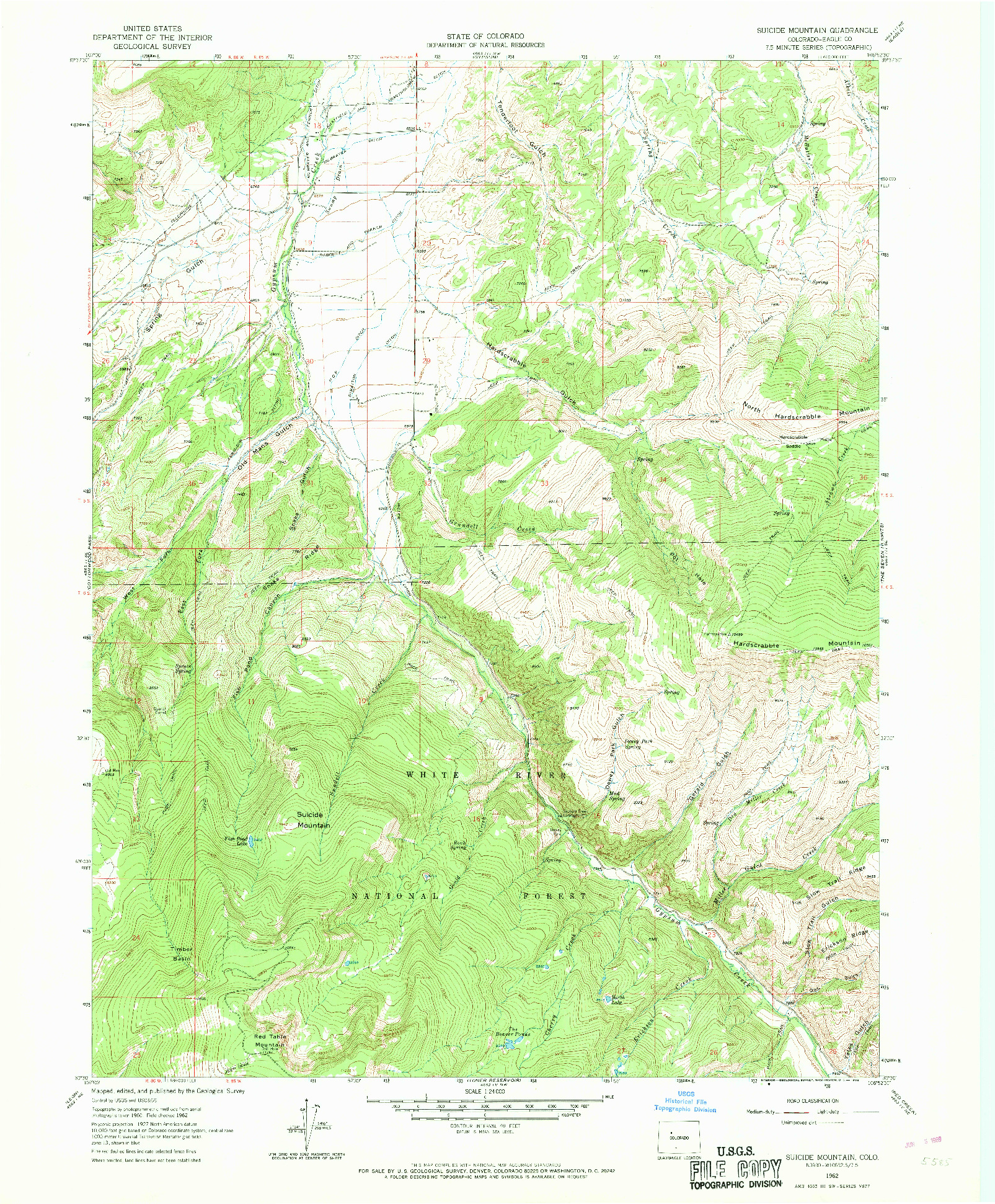 USGS 1:24000-SCALE QUADRANGLE FOR SUICIDE MOUNTAIN, CO 1962