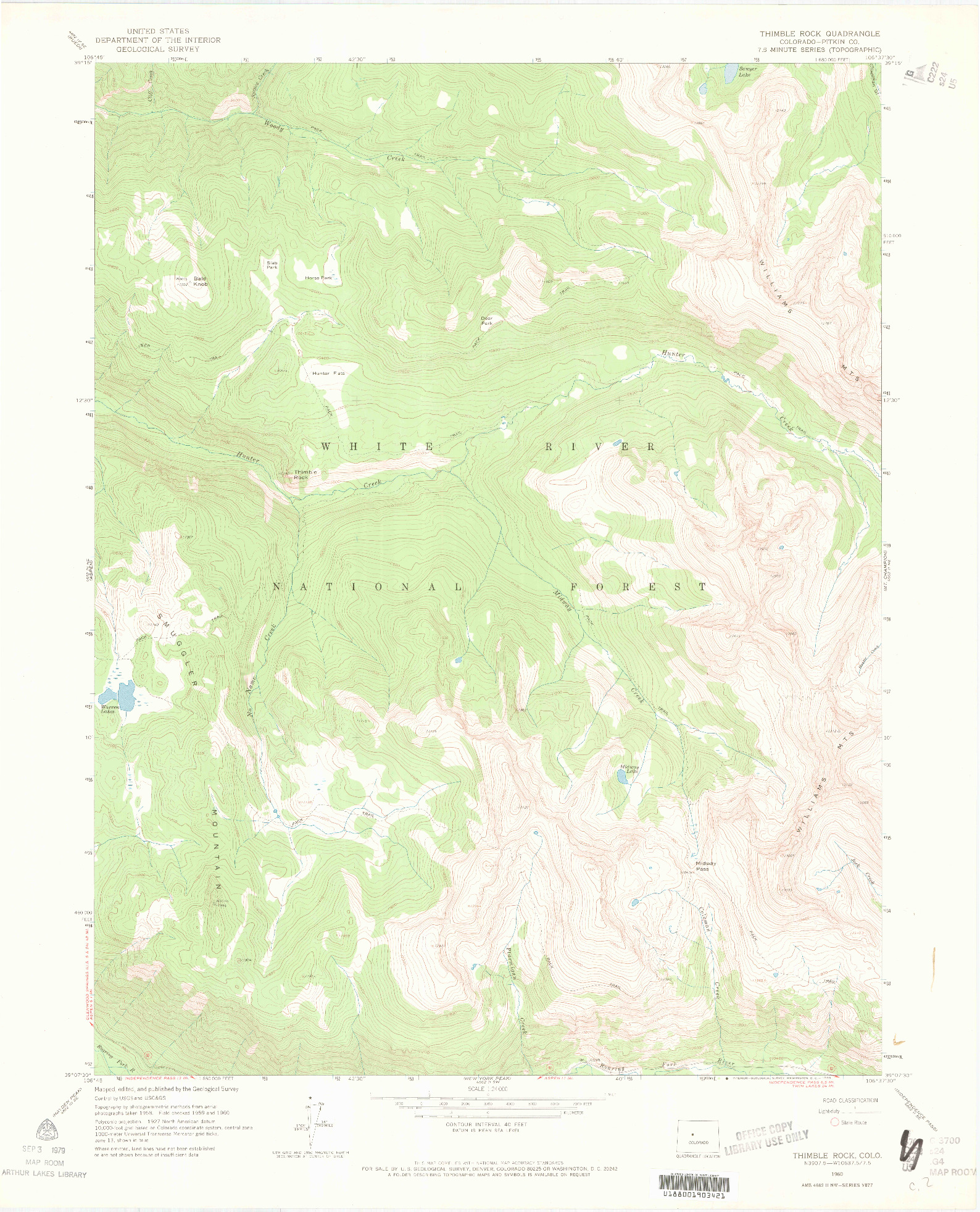 USGS 1:24000-SCALE QUADRANGLE FOR THIMBLE ROCK, CO 1960