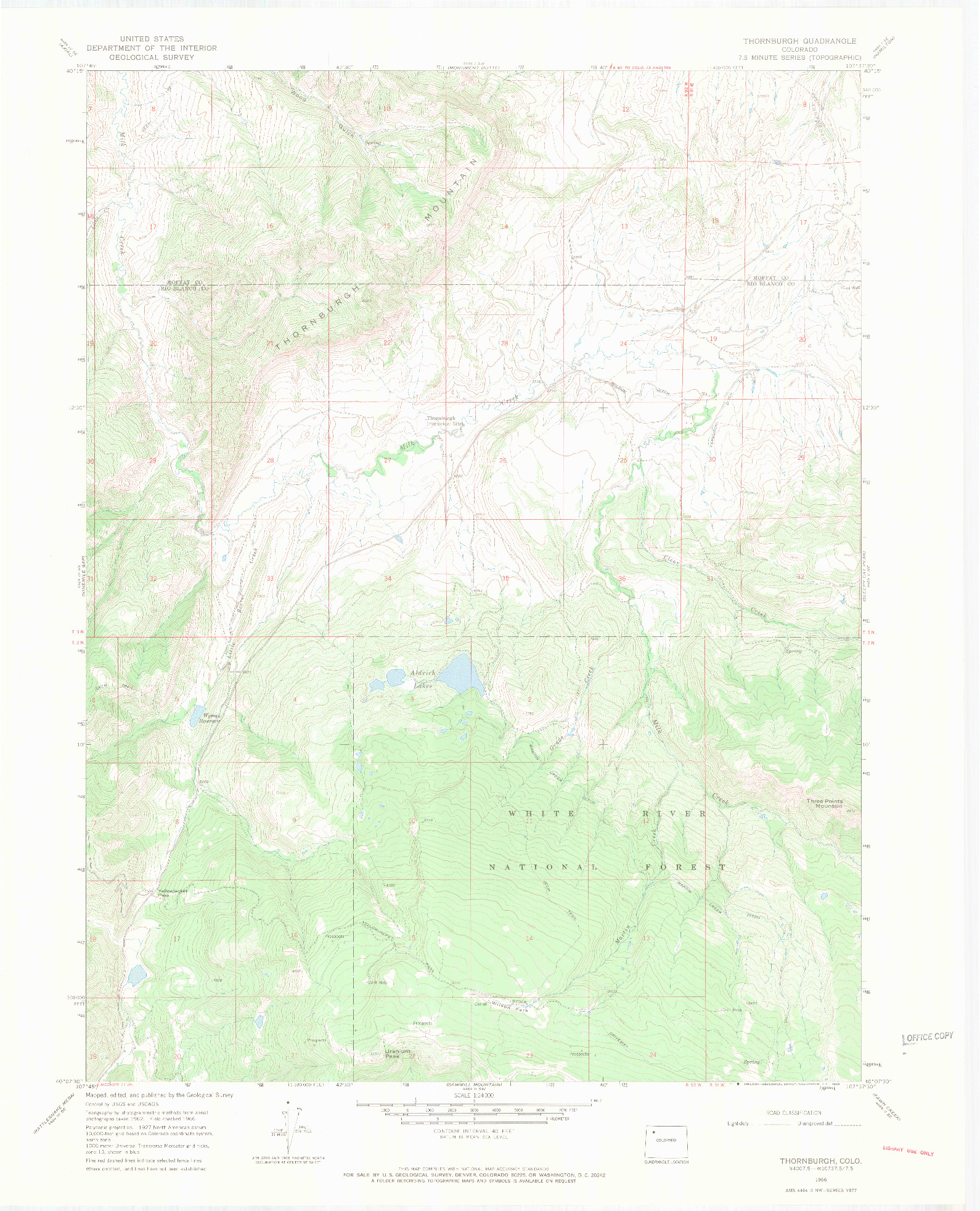 USGS 1:24000-SCALE QUADRANGLE FOR THORNBURGH, CO 1966