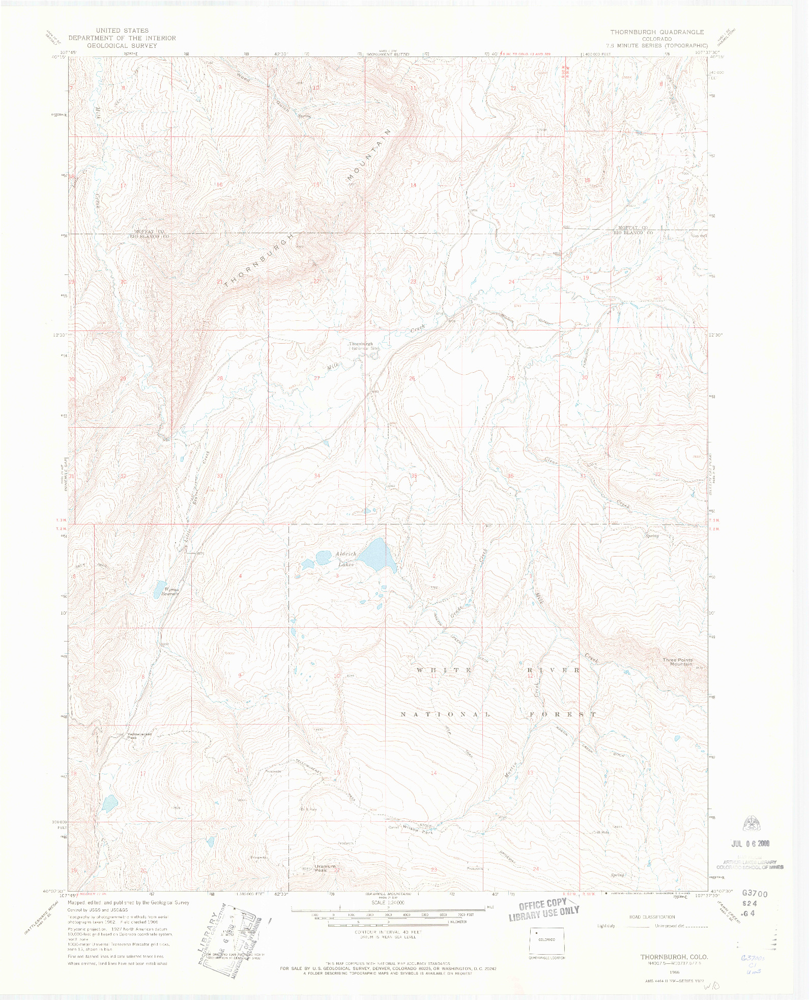 USGS 1:24000-SCALE QUADRANGLE FOR THORNBURGH, CO 1966