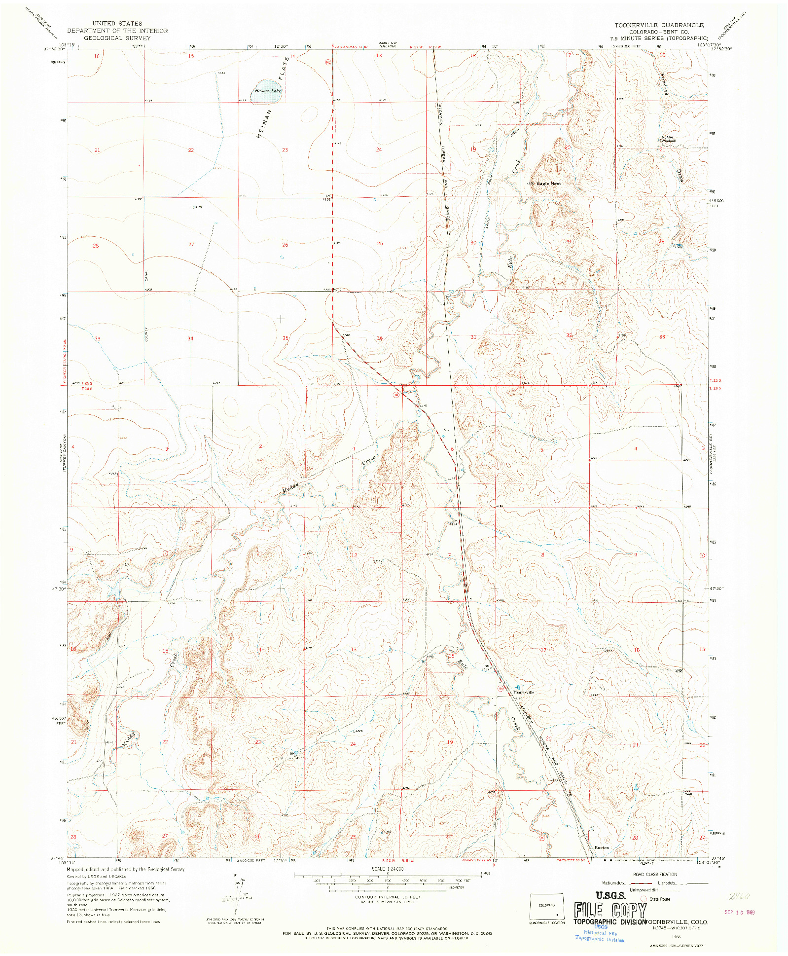 USGS 1:24000-SCALE QUADRANGLE FOR TOONERVILLE, CO 1966