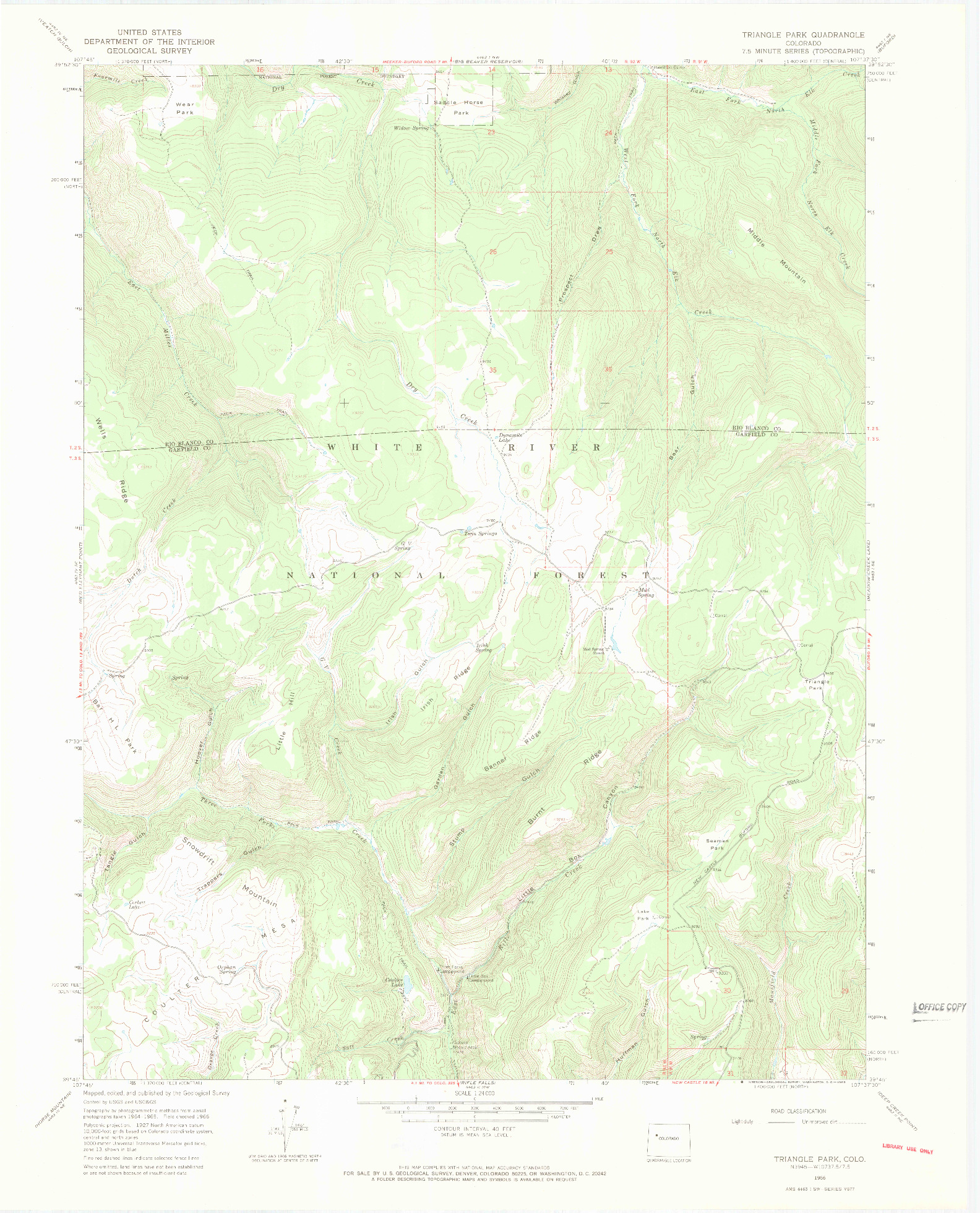 USGS 1:24000-SCALE QUADRANGLE FOR TRIANGLE PARK, CO 1966