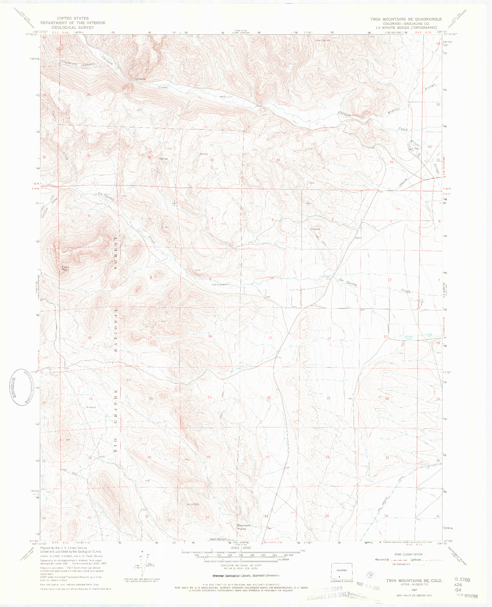 USGS 1:24000-SCALE QUADRANGLE FOR TWIN MOUNTAINS SE, CO 1967