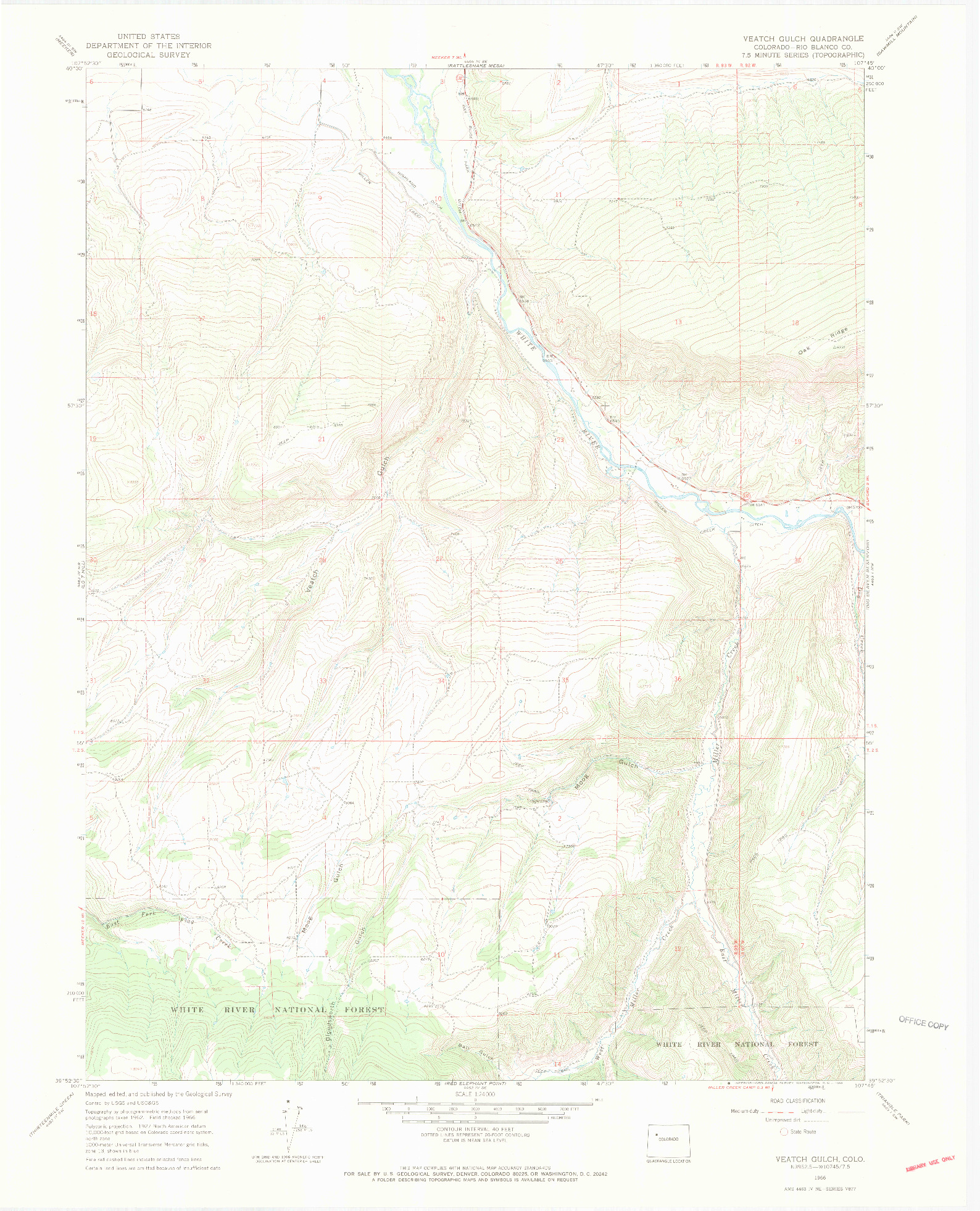 USGS 1:24000-SCALE QUADRANGLE FOR VEATCH GULCH, CO 1966