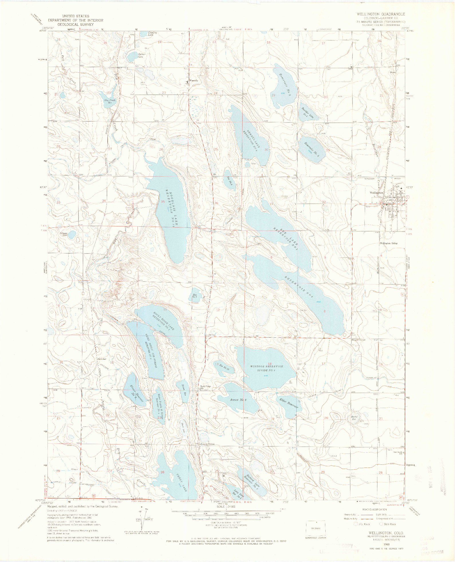 USGS 1:24000-SCALE QUADRANGLE FOR WELLINGTON, CO 1960