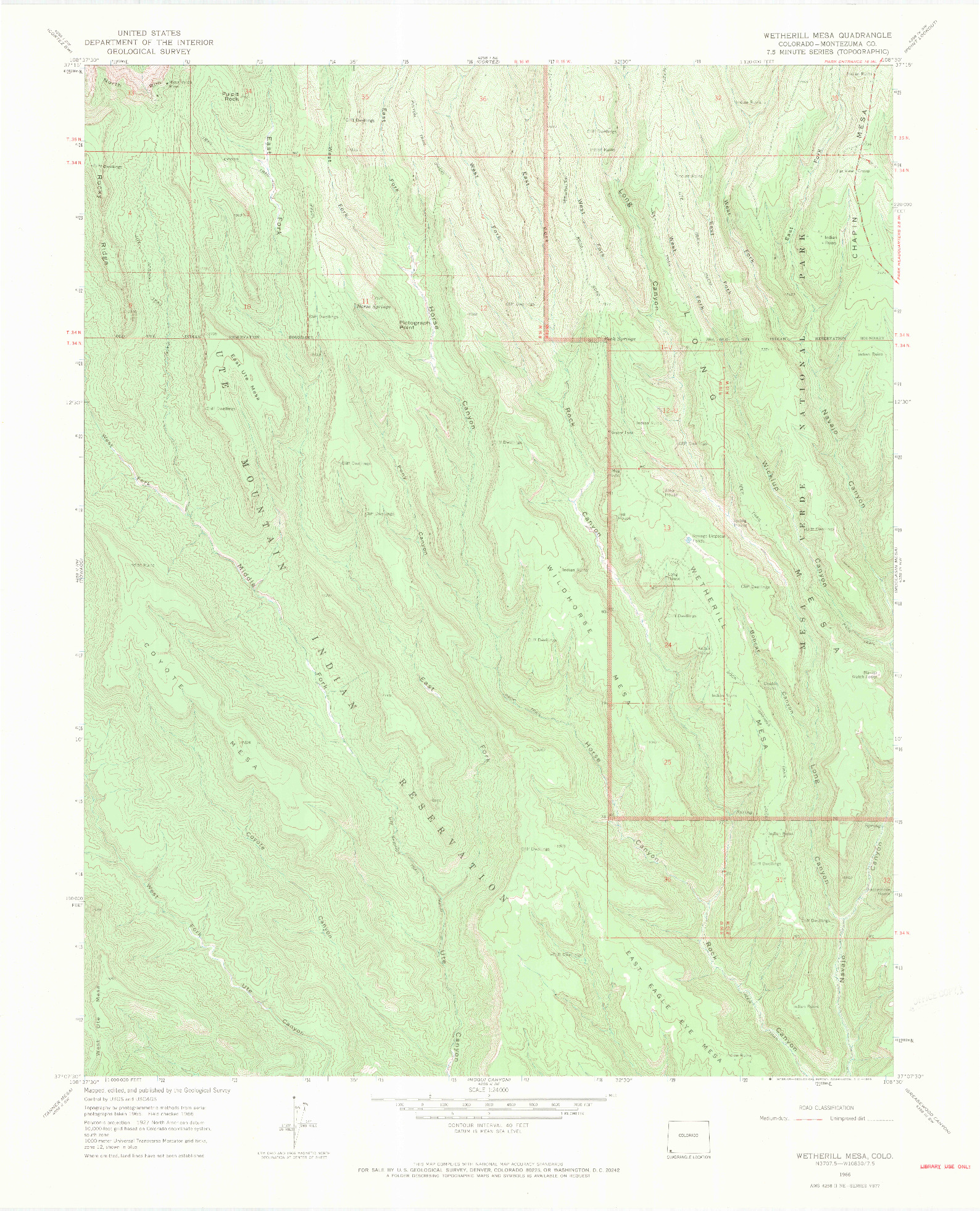 USGS 1:24000-SCALE QUADRANGLE FOR WETHERILL MESA, CO 1966