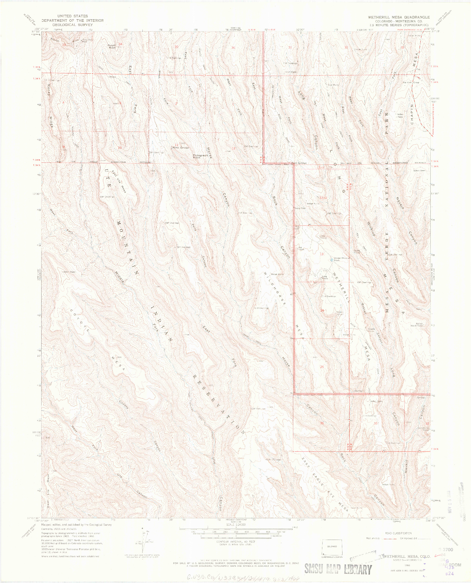 USGS 1:24000-SCALE QUADRANGLE FOR WETHERILL MESA, CO 1966