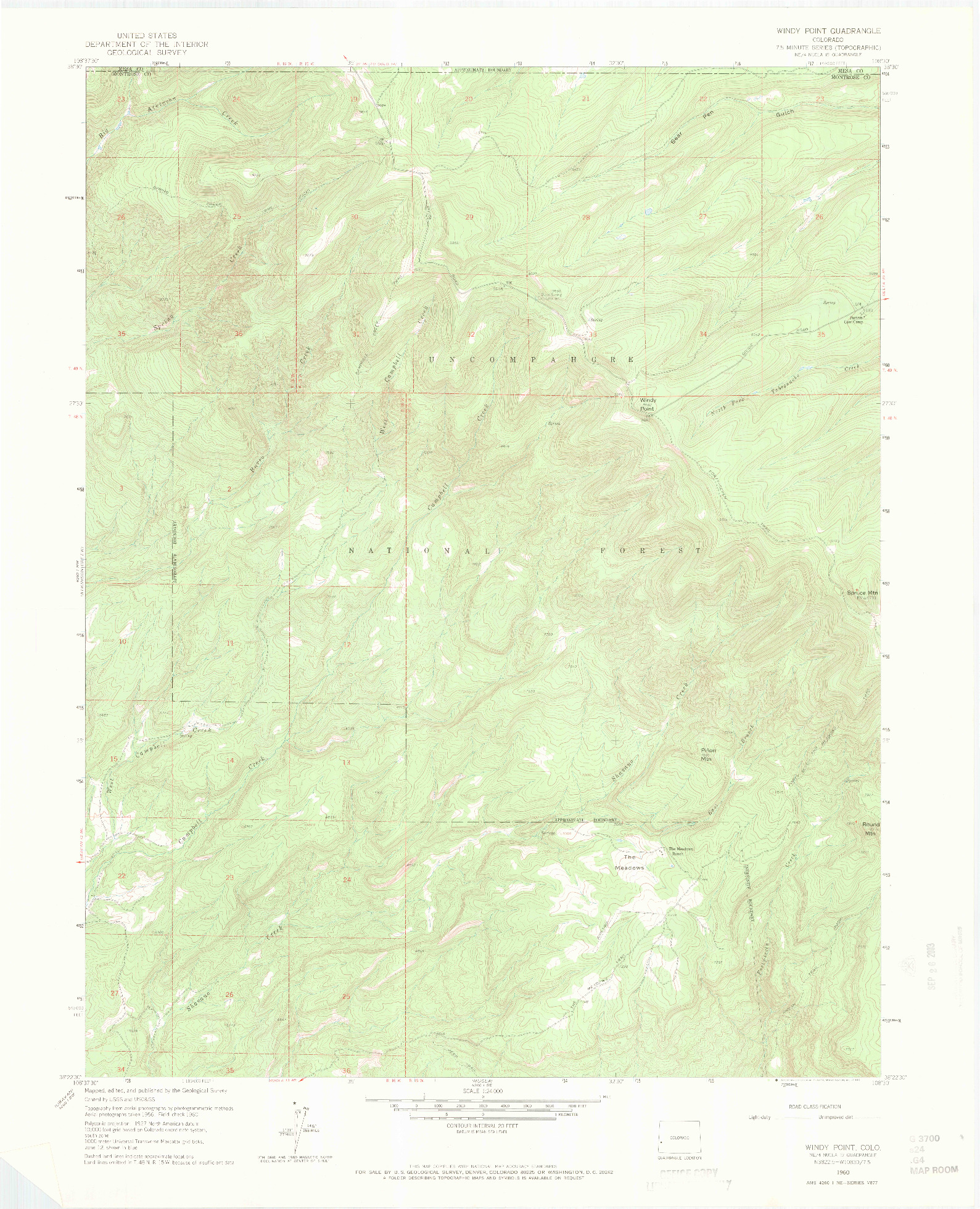 USGS 1:24000-SCALE QUADRANGLE FOR WINDY POINT, CO 1960