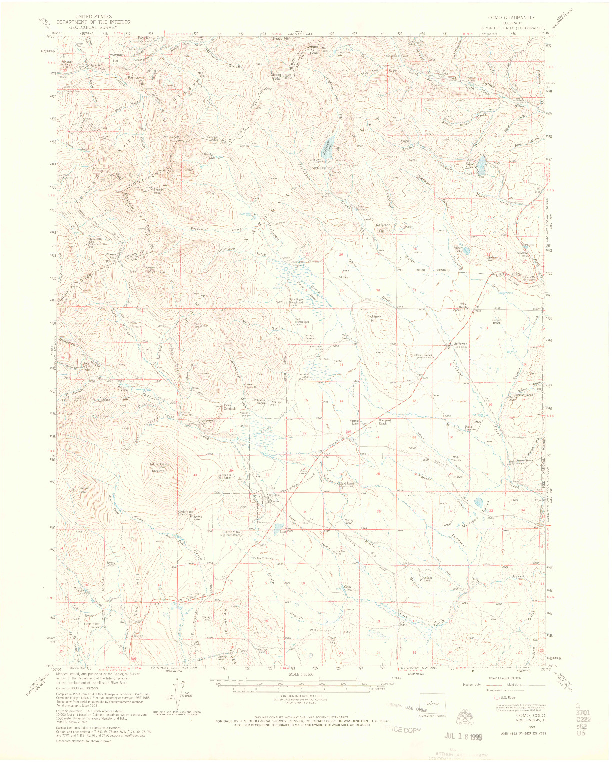 USGS 1:62500-SCALE QUADRANGLE FOR COMO, CO 1958