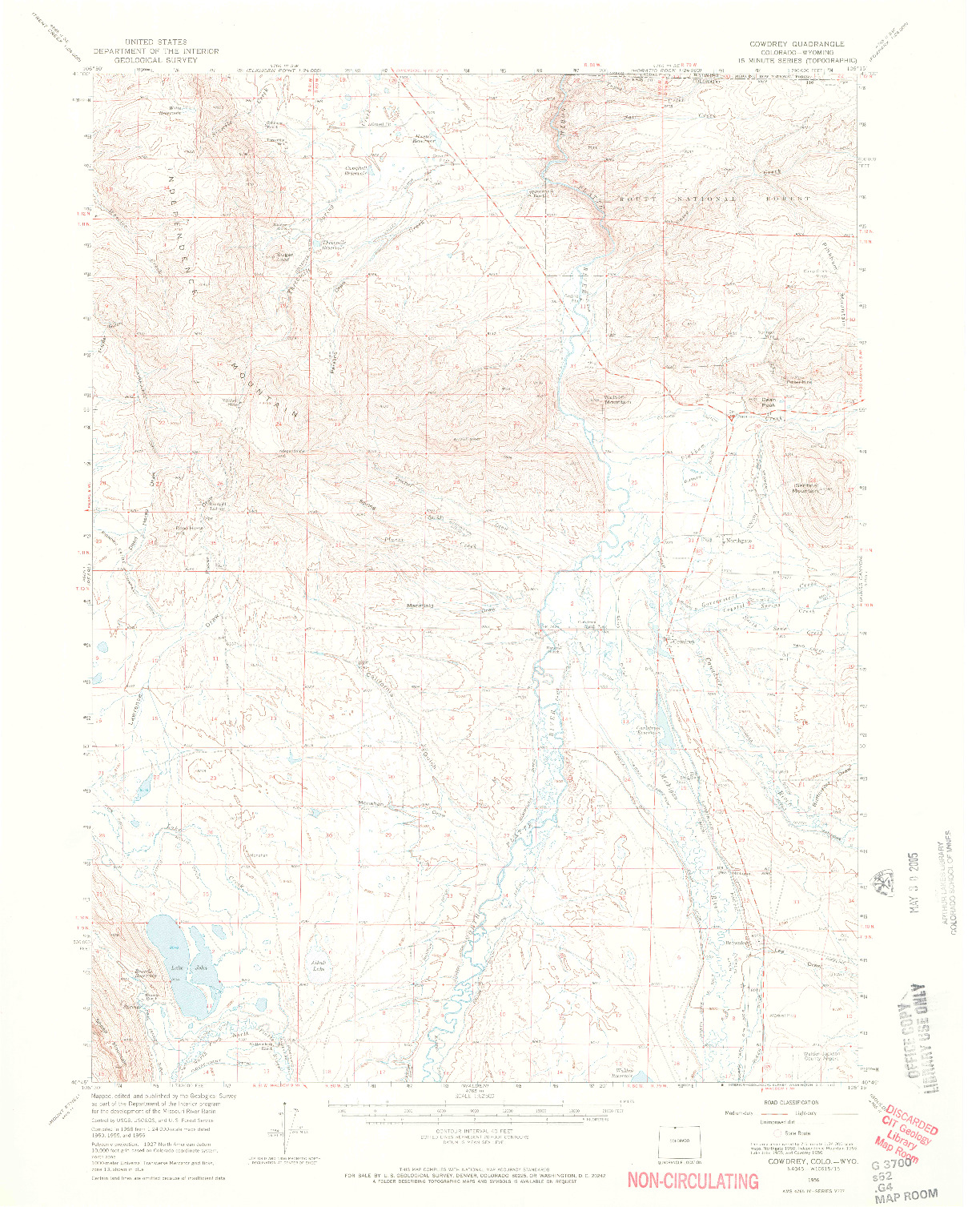 USGS 1:62500-SCALE QUADRANGLE FOR COWDREY, CO 1956