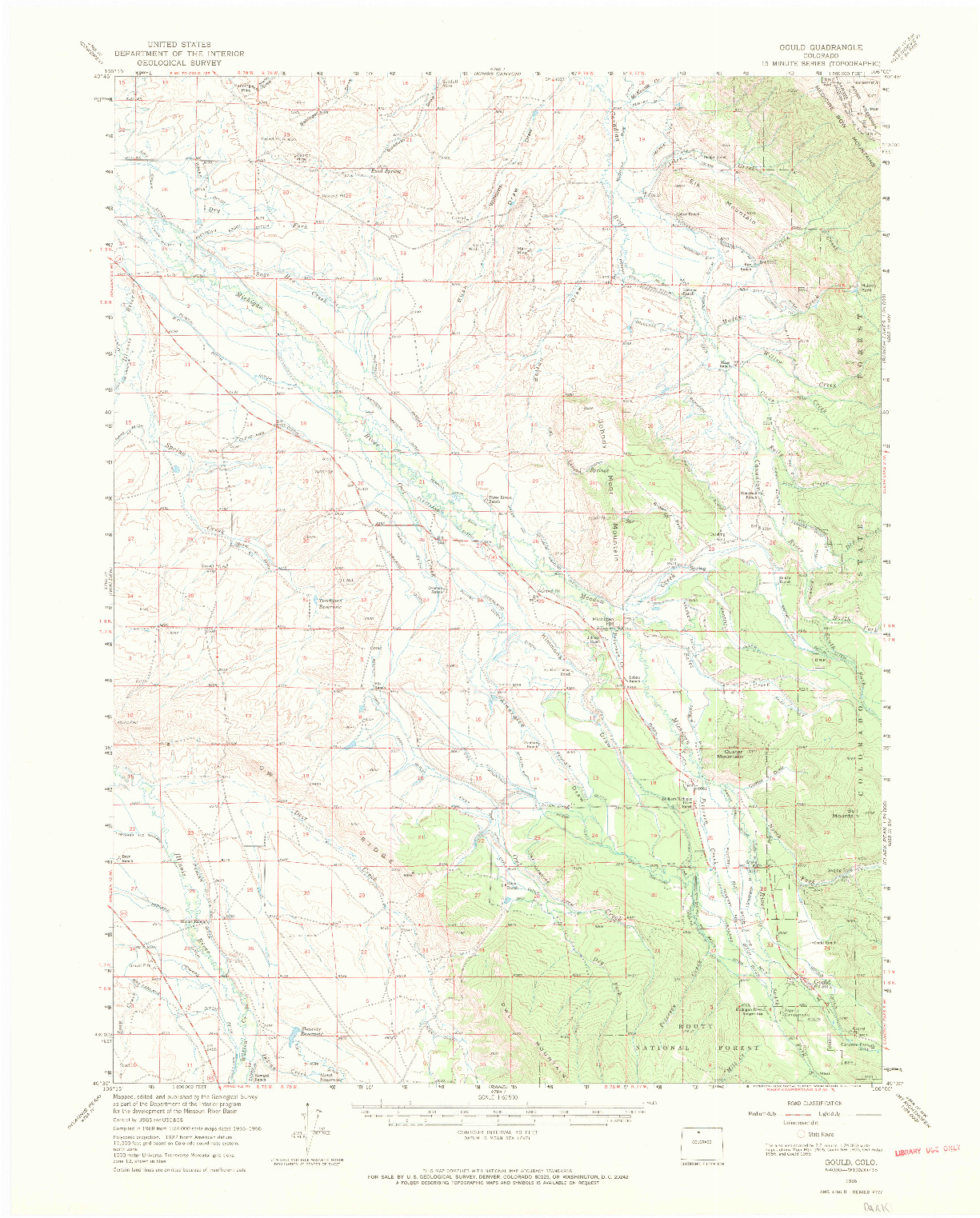 USGS 1:62500-SCALE QUADRANGLE FOR GOULD, CO 1956