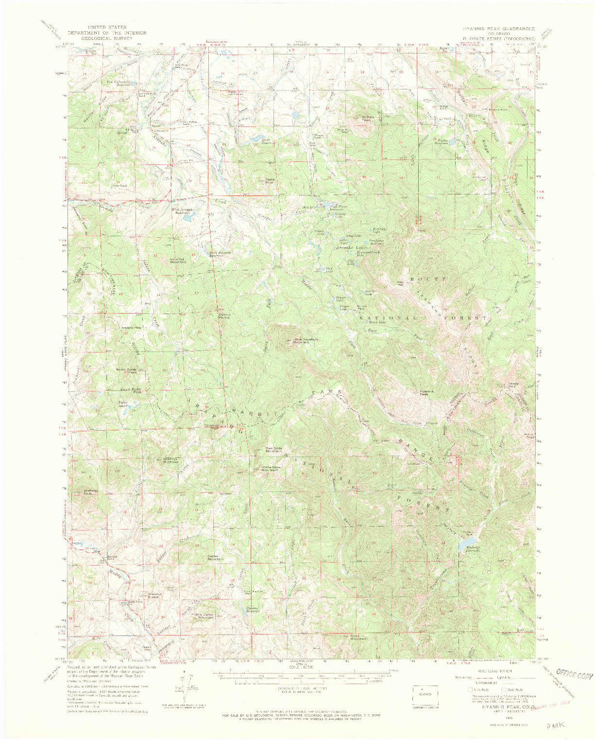 USGS 1:62500-SCALE QUADRANGLE FOR HYANNIS PEAK, CO 1956