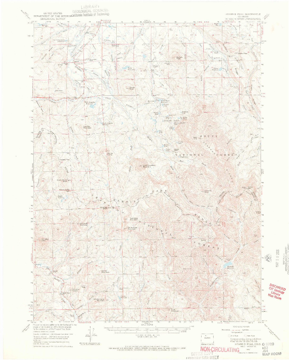 USGS 1:62500-SCALE QUADRANGLE FOR HYANNIS PEAK, CO 1956