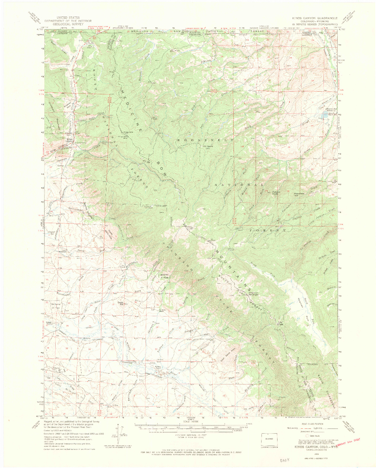 USGS 1:62500-SCALE QUADRANGLE FOR KINGS CANYON, CO 1955