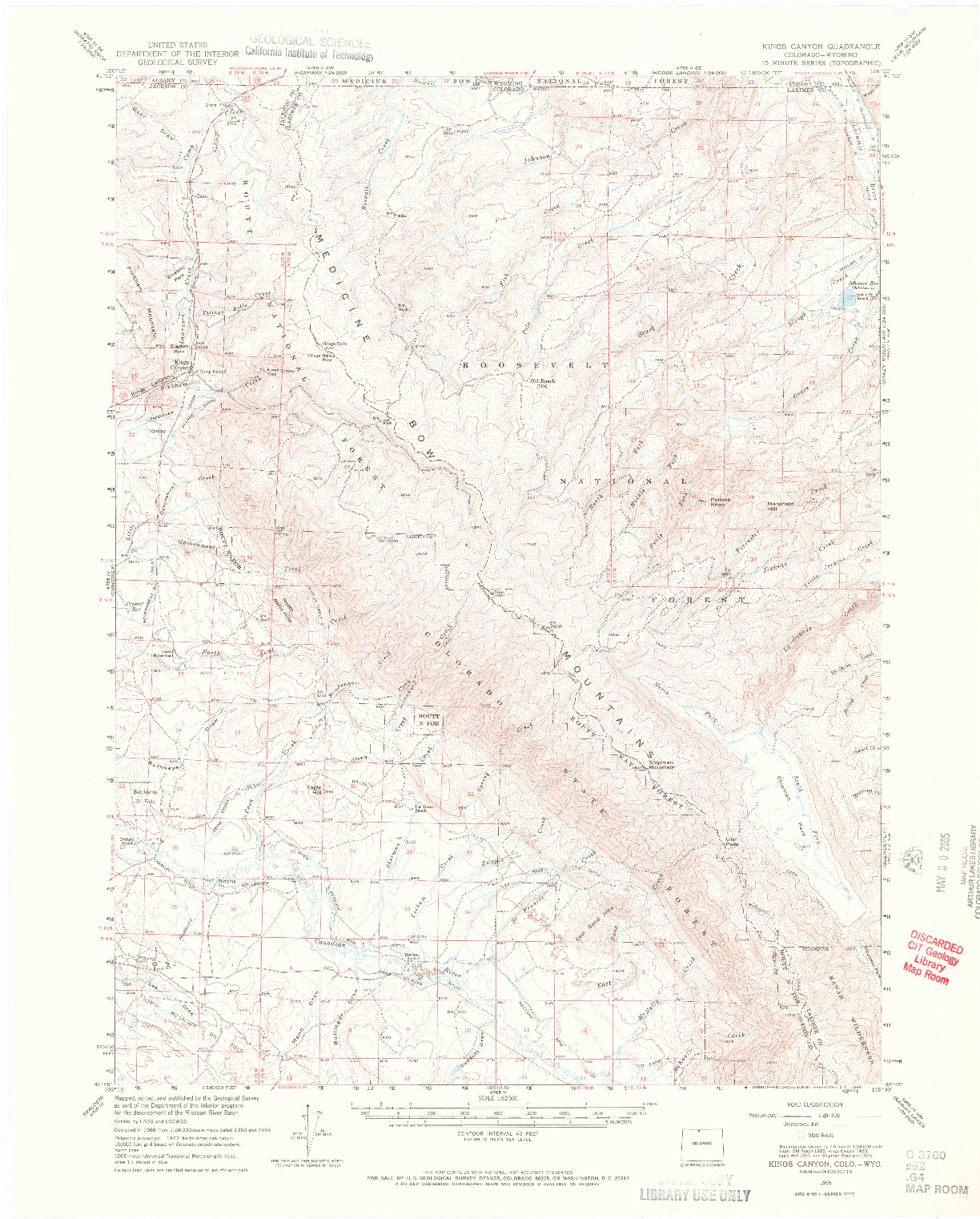 USGS 1:62500-SCALE QUADRANGLE FOR KINGS CANYON, CO 1955