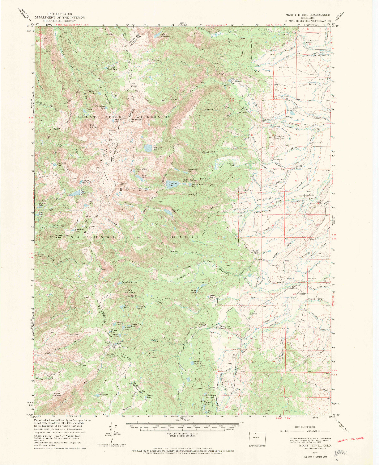 USGS 1:62500-SCALE QUADRANGLE FOR MOUNT ETHEL, CO 1955