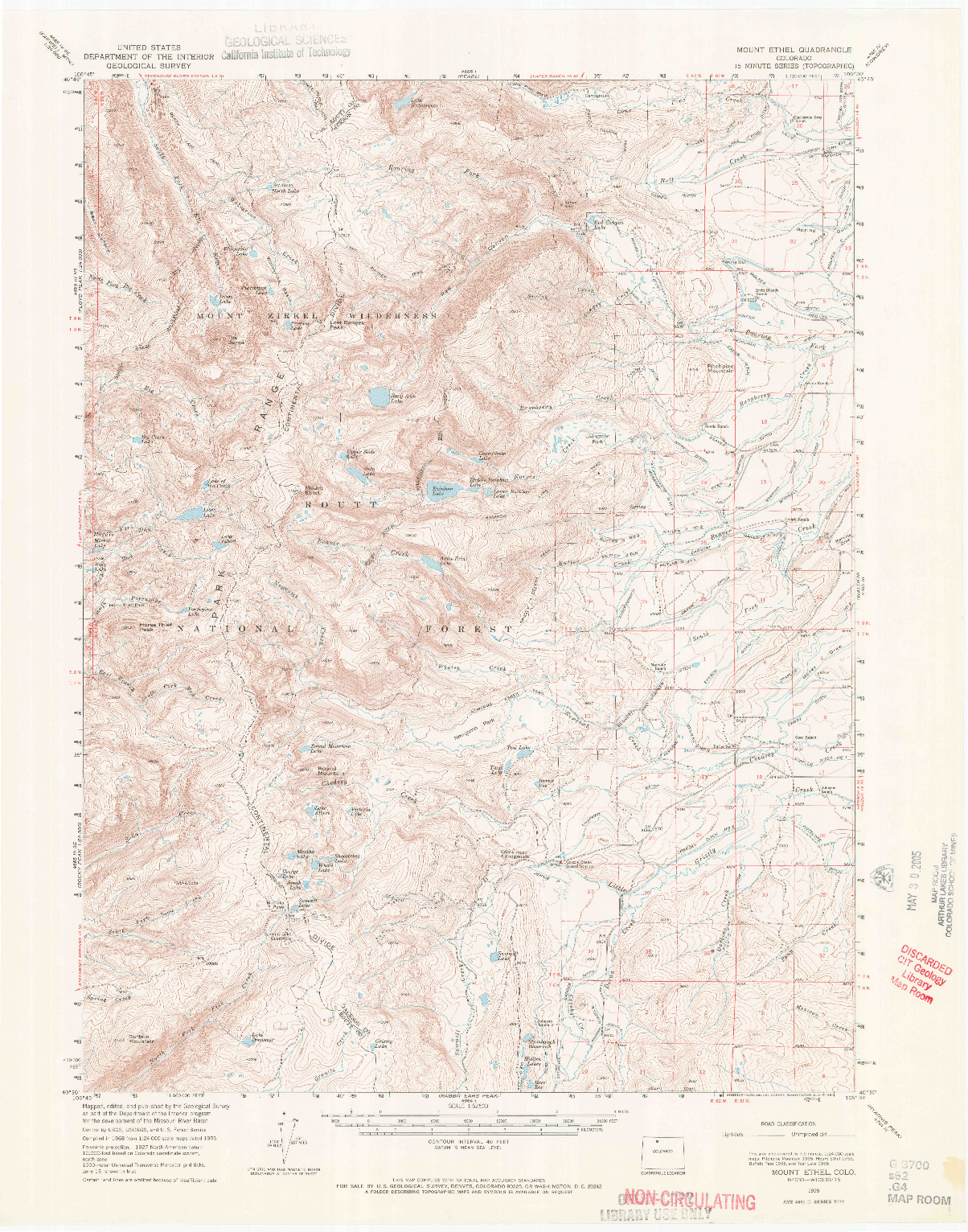 USGS 1:62500-SCALE QUADRANGLE FOR MOUNT ETHEL, CO 1955