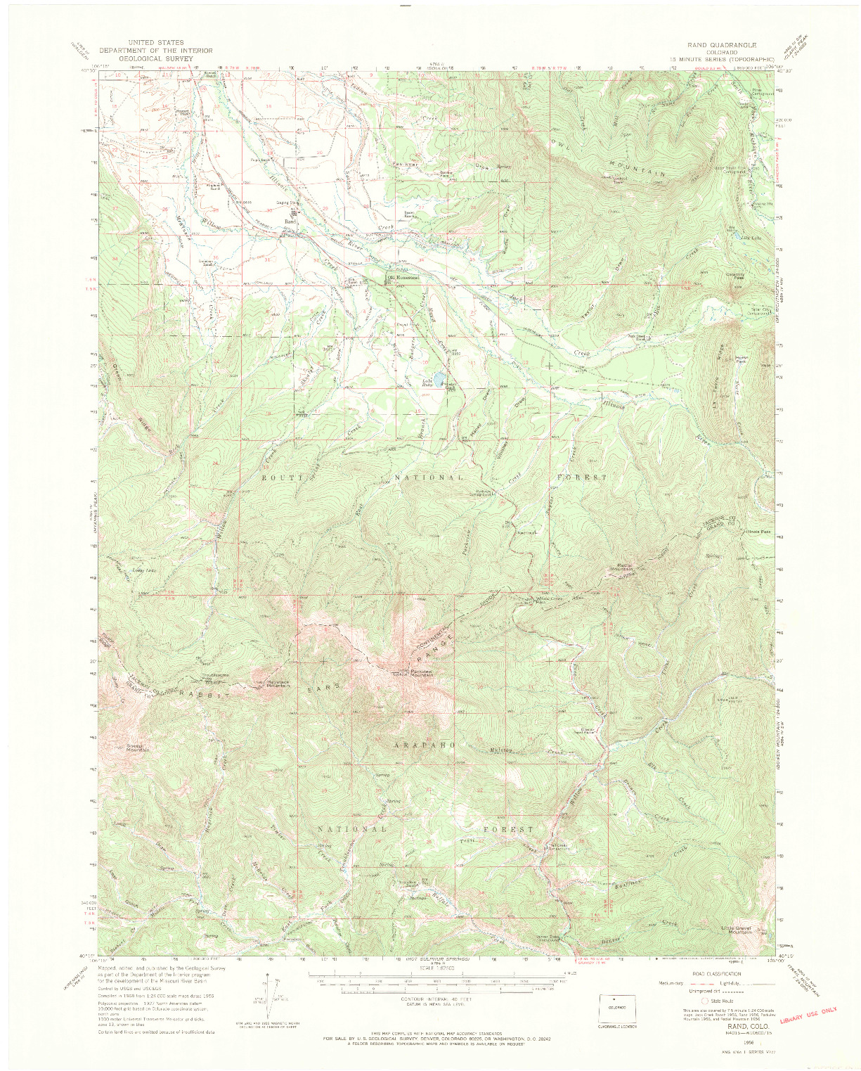 USGS 1:62500-SCALE QUADRANGLE FOR RAND, CO 1956