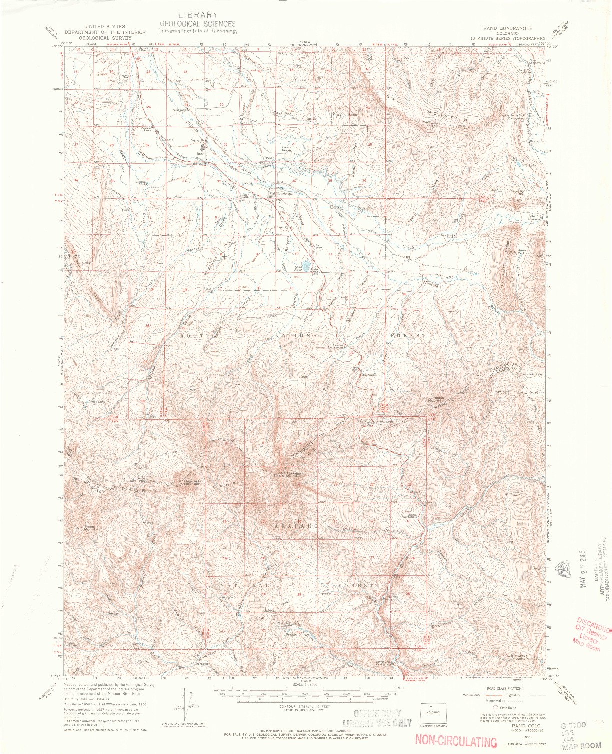 USGS 1:62500-SCALE QUADRANGLE FOR RAND, CO 1956