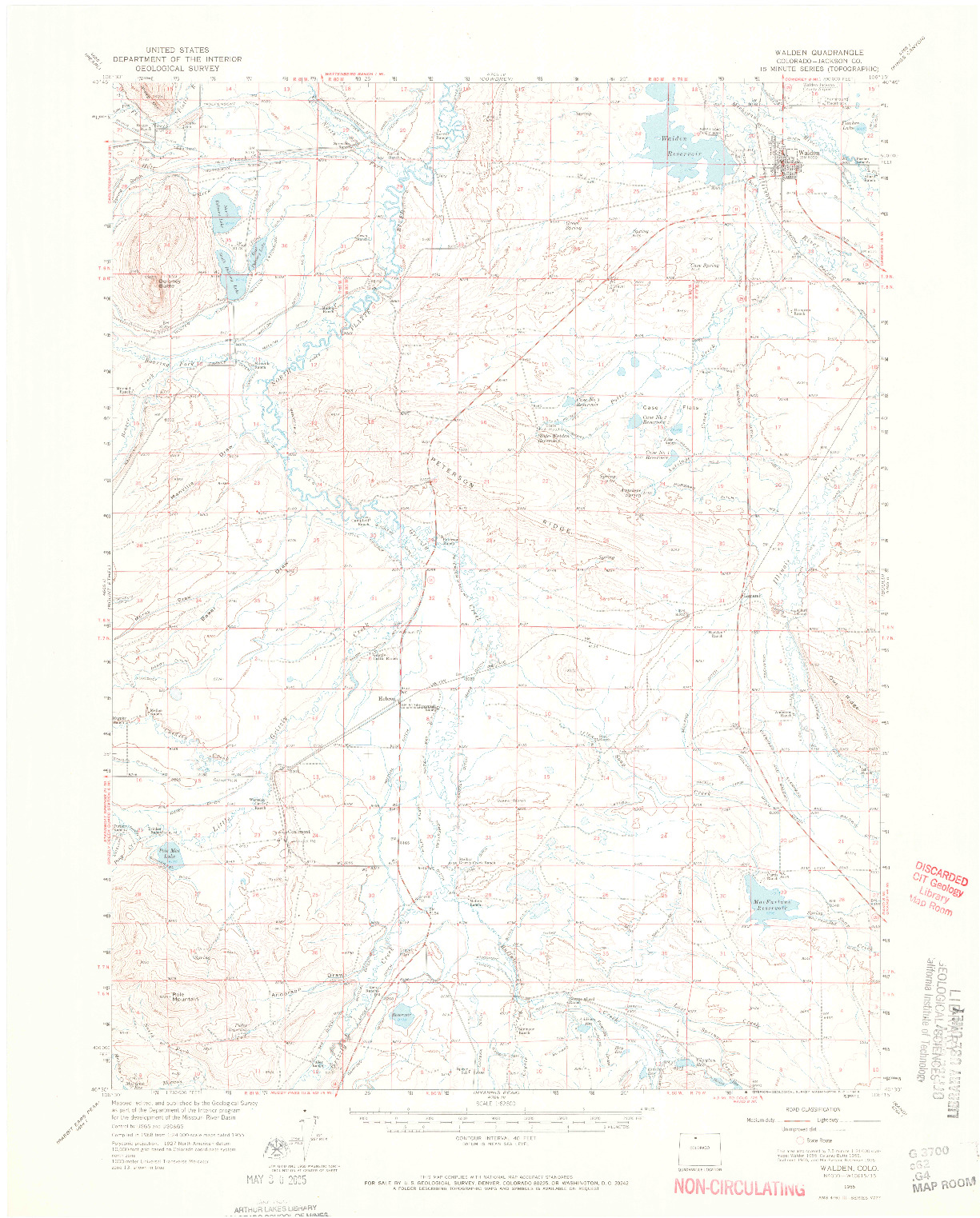 USGS 1:62500-SCALE QUADRANGLE FOR WALDEN, CO 1955