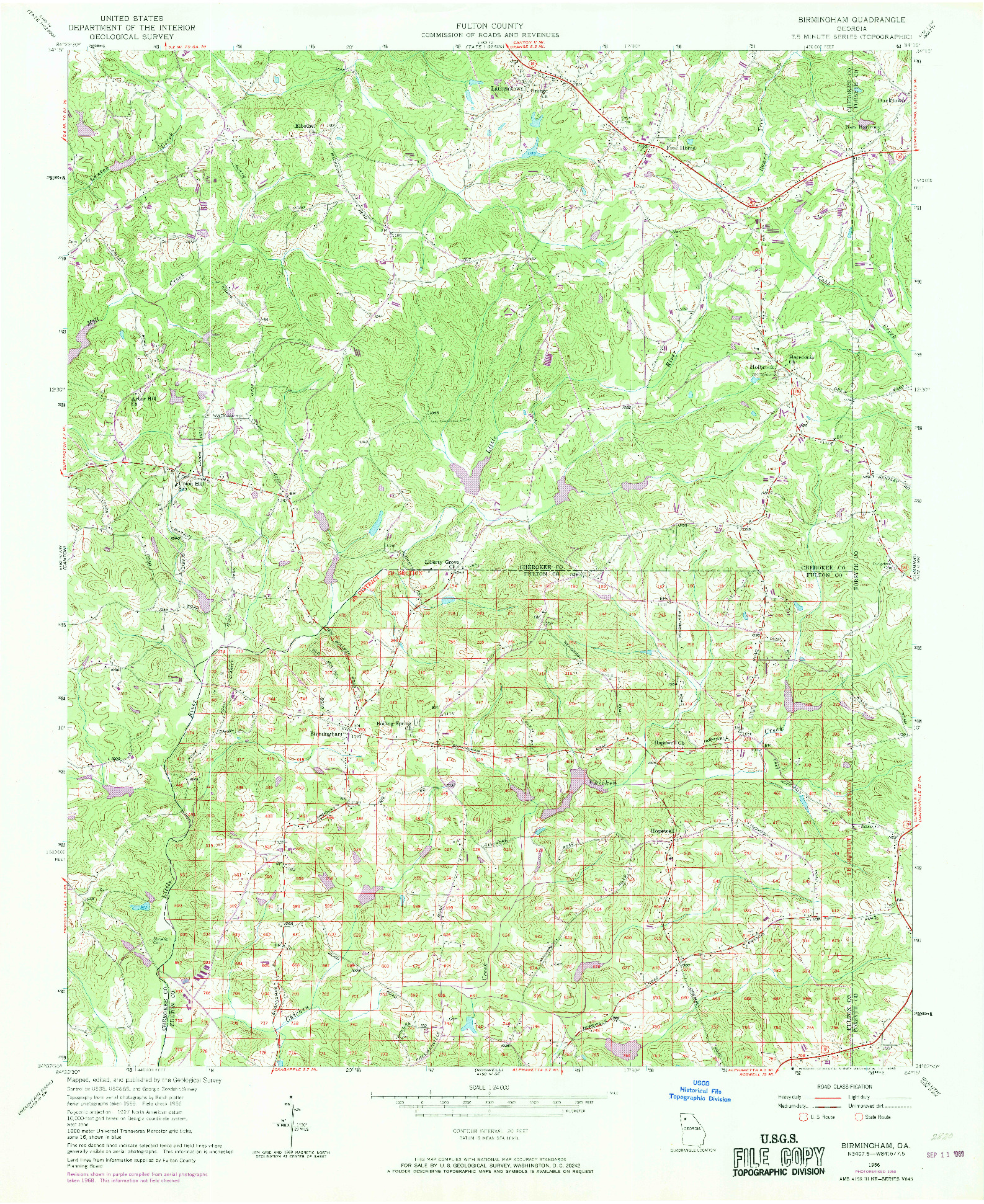 USGS 1:24000-SCALE QUADRANGLE FOR BIRMINGHAM, GA 1956