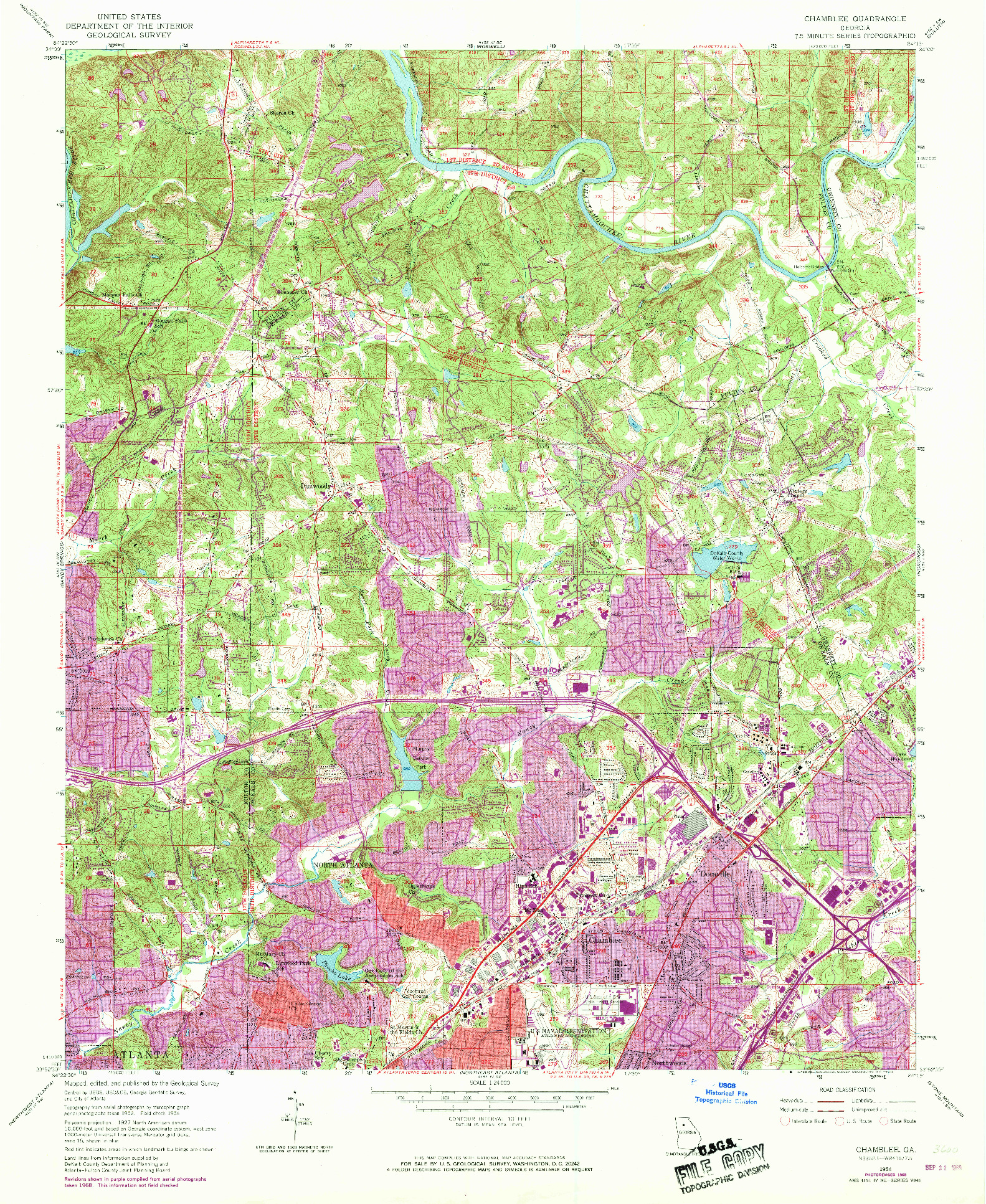 USGS 1:24000-SCALE QUADRANGLE FOR CHAMBLEE, GA 1954