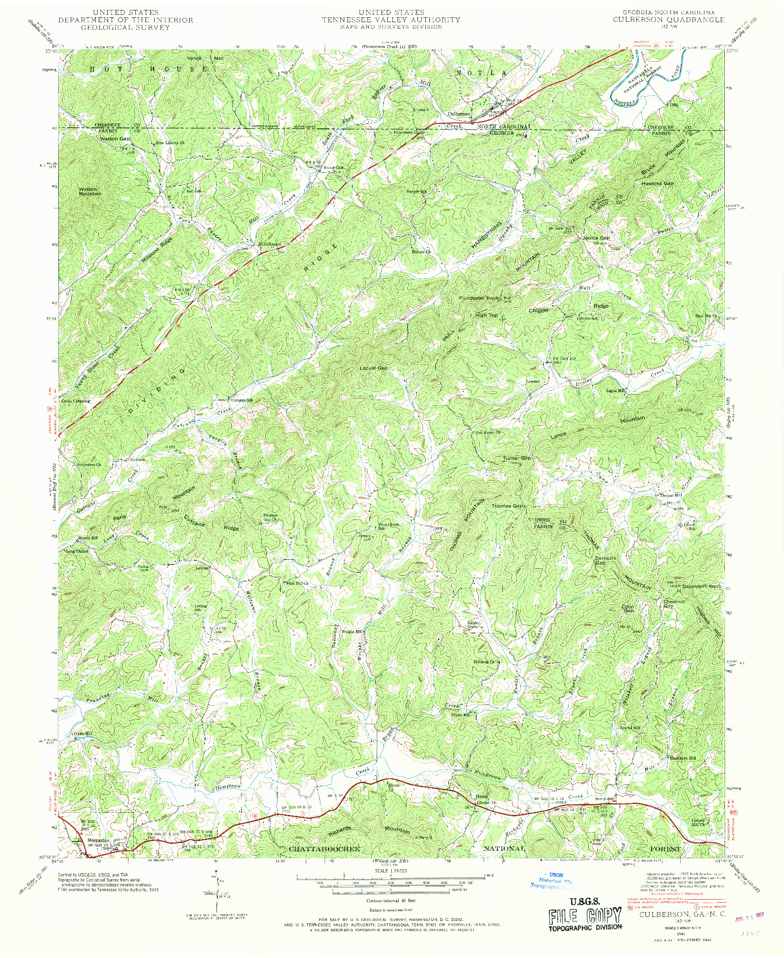 USGS 1:24000-SCALE QUADRANGLE FOR CULBERSON, GA 1941