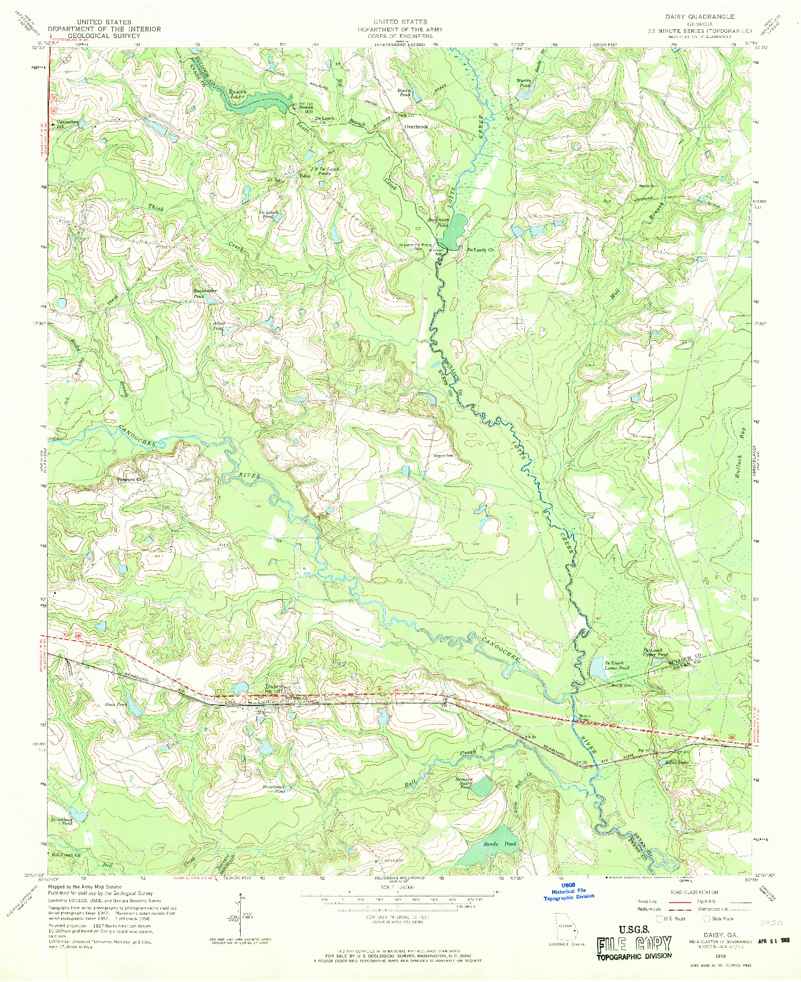 USGS 1:24000-SCALE QUADRANGLE FOR DAISY, GA 1958