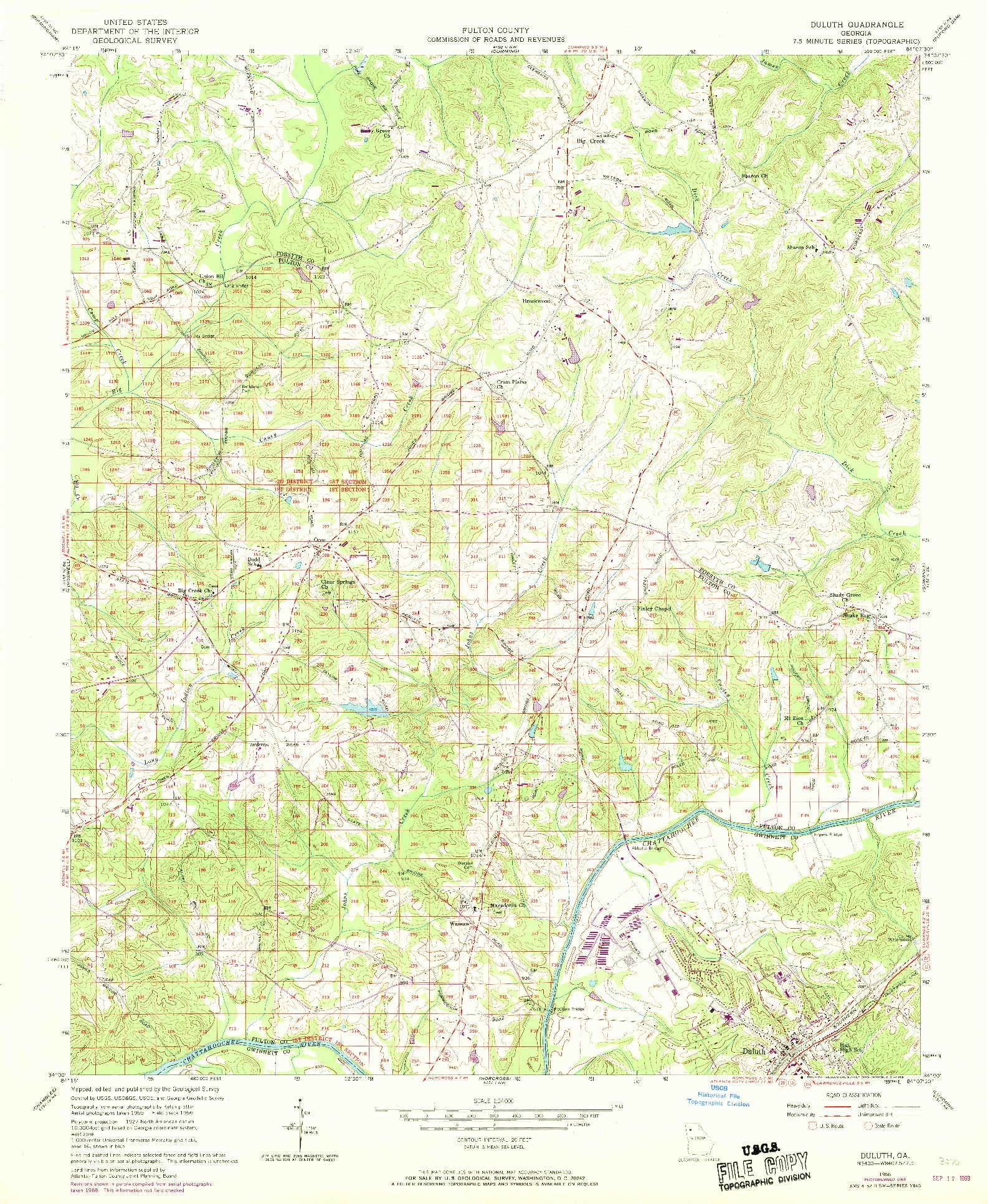 USGS 1:24000-SCALE QUADRANGLE FOR DULUTH, GA 1956