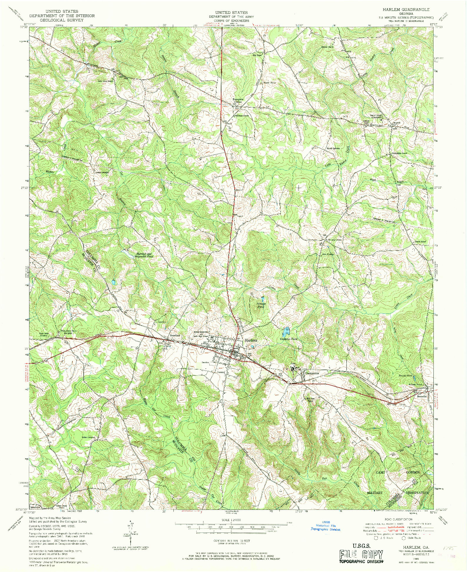 USGS 1:24000-SCALE QUADRANGLE FOR HARLEM, GA 1948