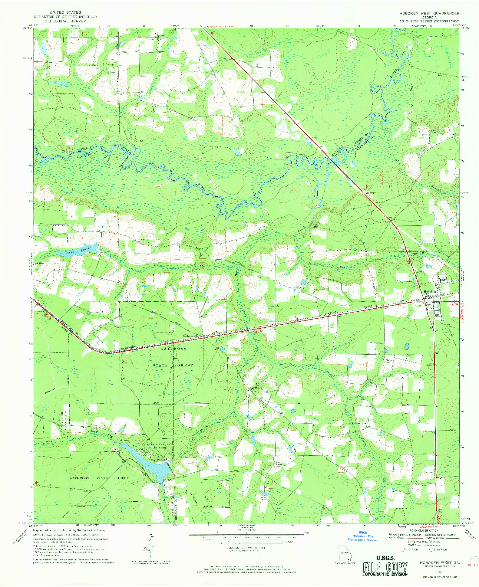 USGS 1:24000-SCALE QUADRANGLE FOR HOBOKEN WEST, GA 1967