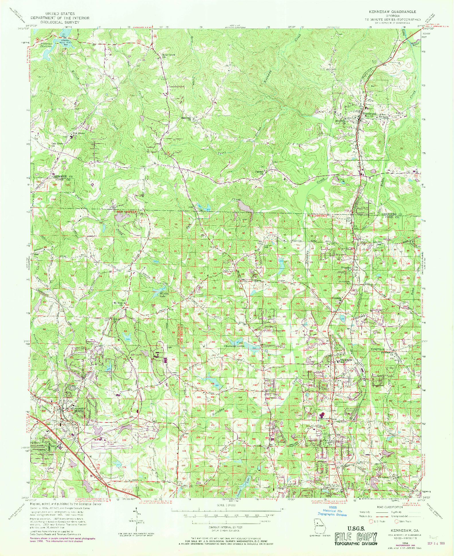 USGS 1:24000-SCALE QUADRANGLE FOR KENNESAW, GA 1956