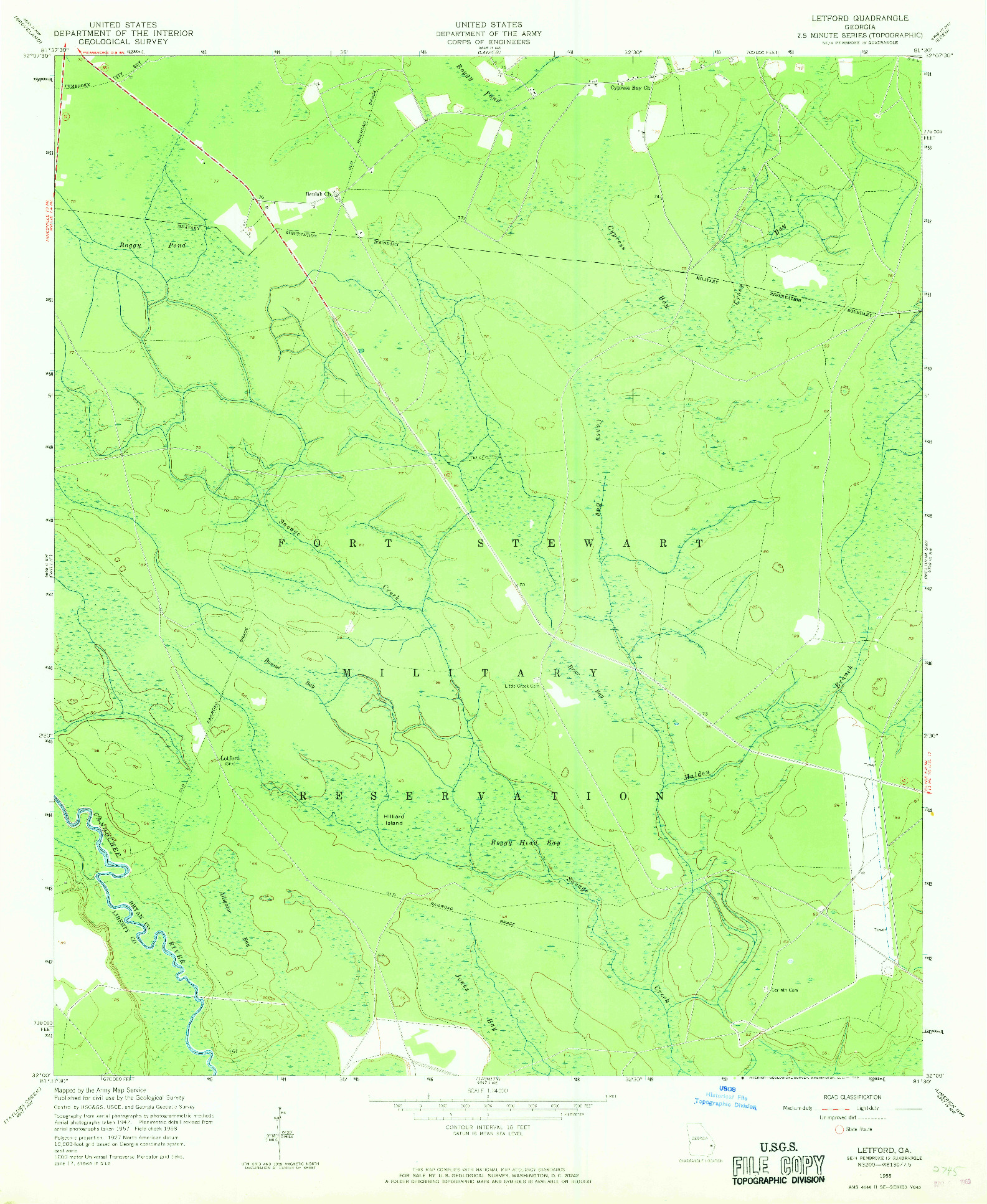 USGS 1:24000-SCALE QUADRANGLE FOR LETFORD, GA 1958