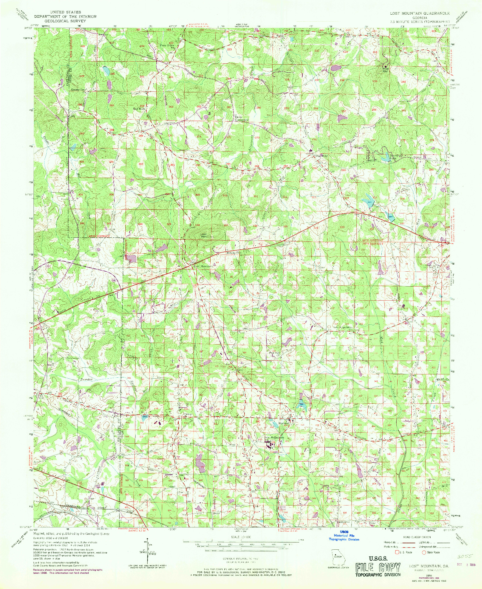 USGS 1:24000-SCALE QUADRANGLE FOR LOST MOUNTAIN, GA 1954