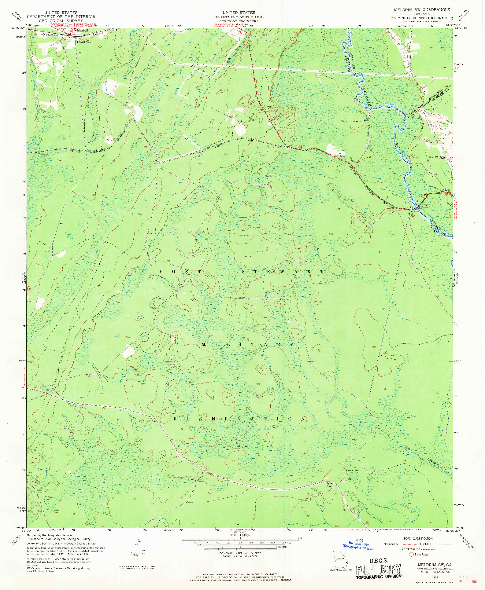 USGS 1:24000-SCALE QUADRANGLE FOR MELDRIM SW, GA 1958