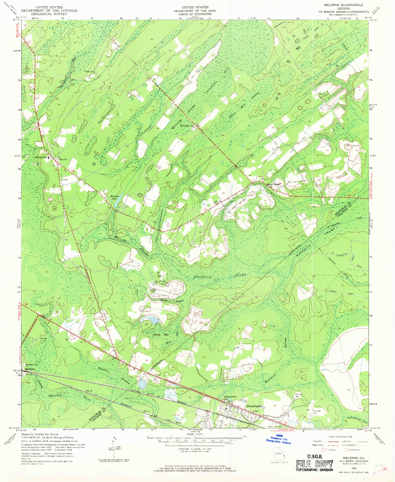 USGS 1:24000-SCALE QUADRANGLE FOR MELDRIM, GA 1958